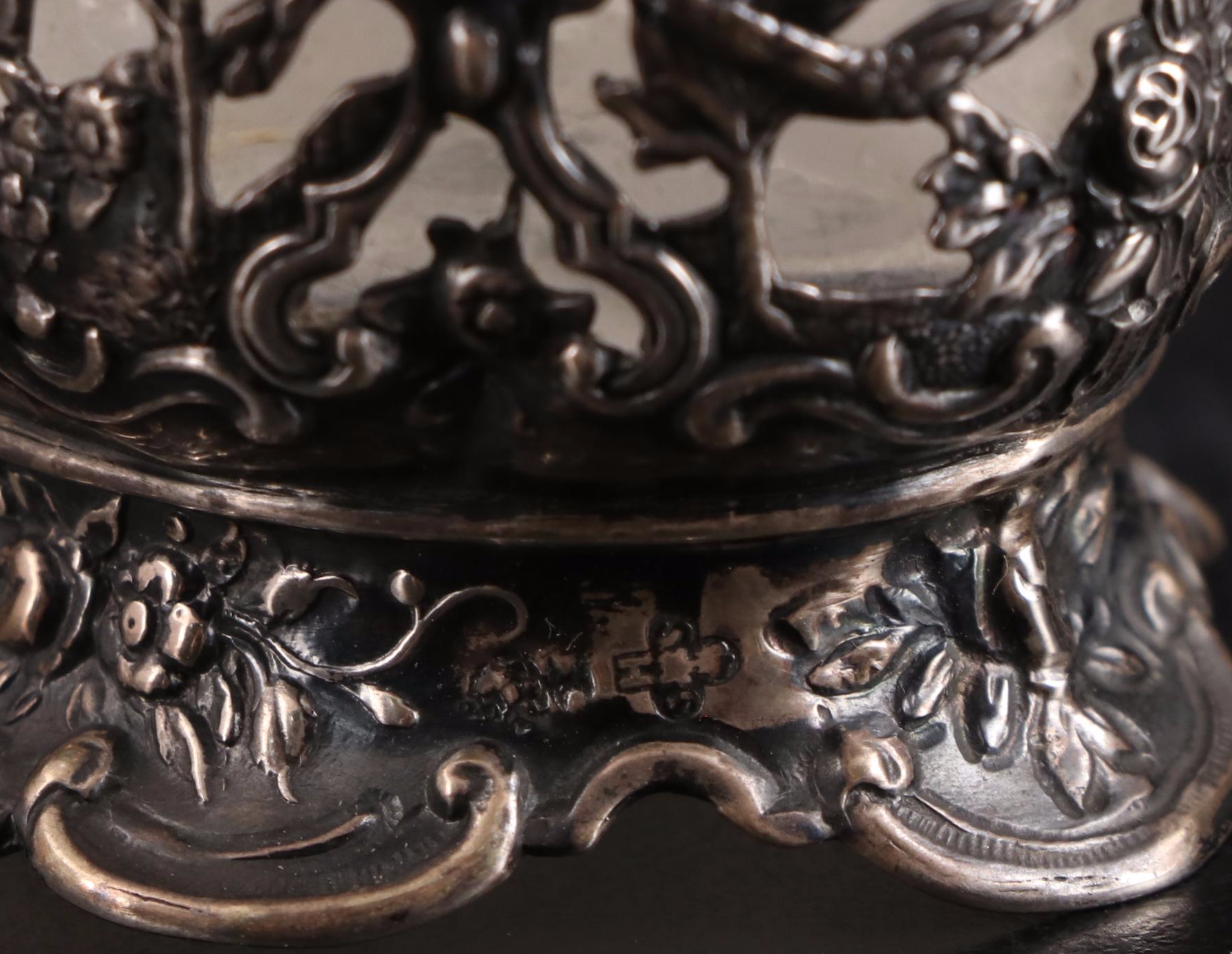 Silver Mounted Etched Glass Decanter with Condiment Spoons and Other Décor