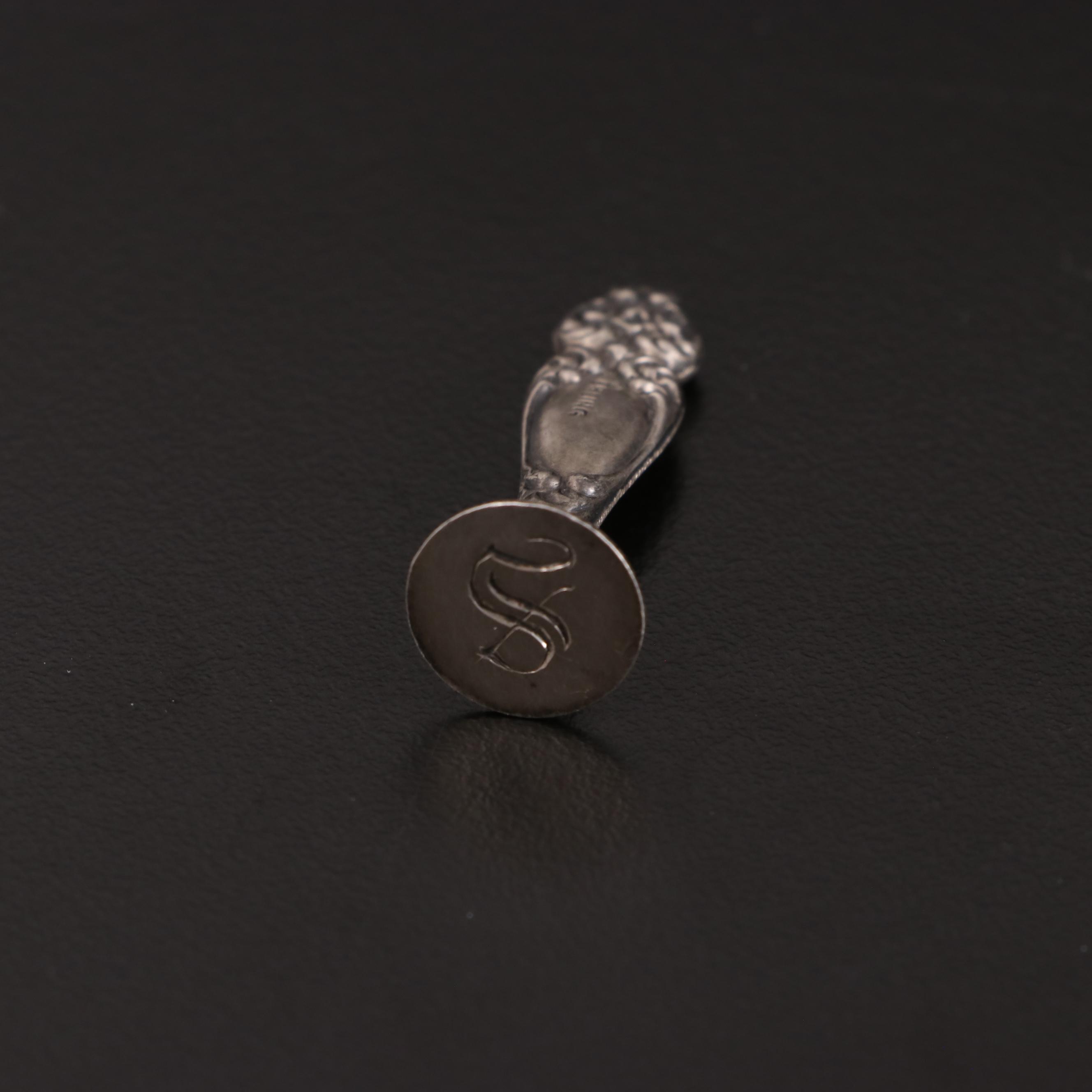 Silver Mounted Etched Glass Decanter with Condiment Spoons and Other Décor