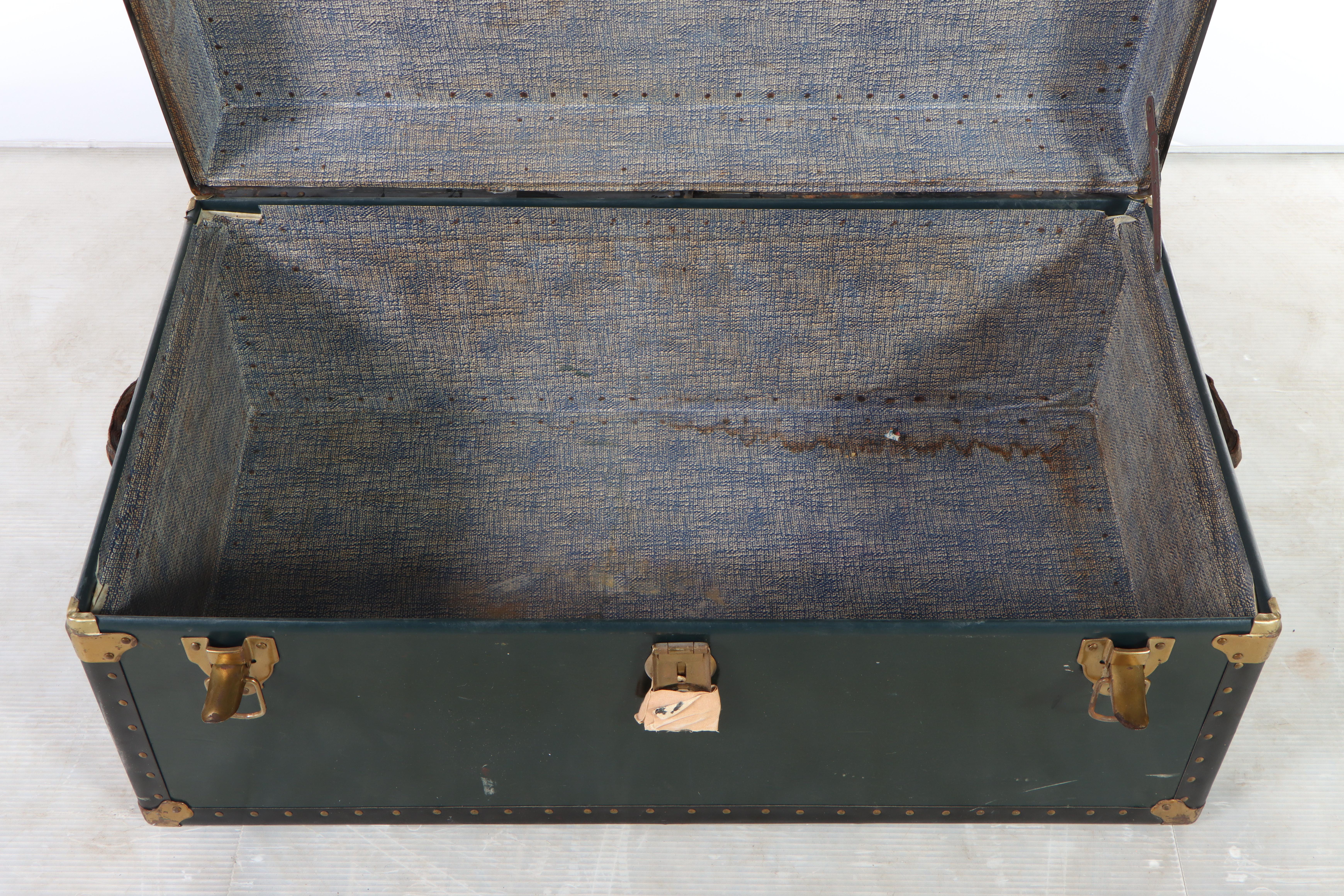 Taylor Fibre Co. Vulcanized Fiber Board and Metal Travel Trunk