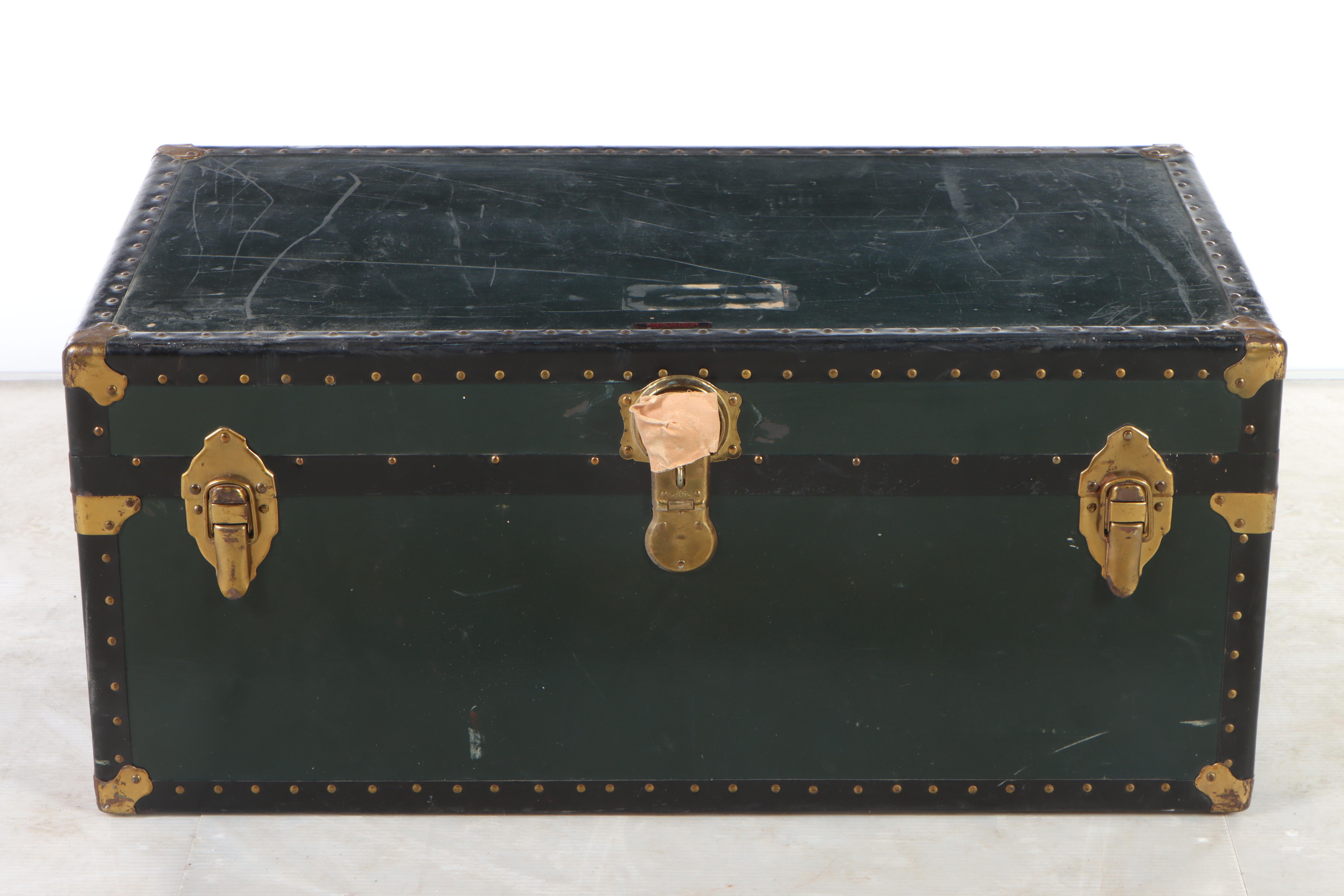 Taylor Fibre Co. Vulcanized Fiber Board and Metal Travel Trunk