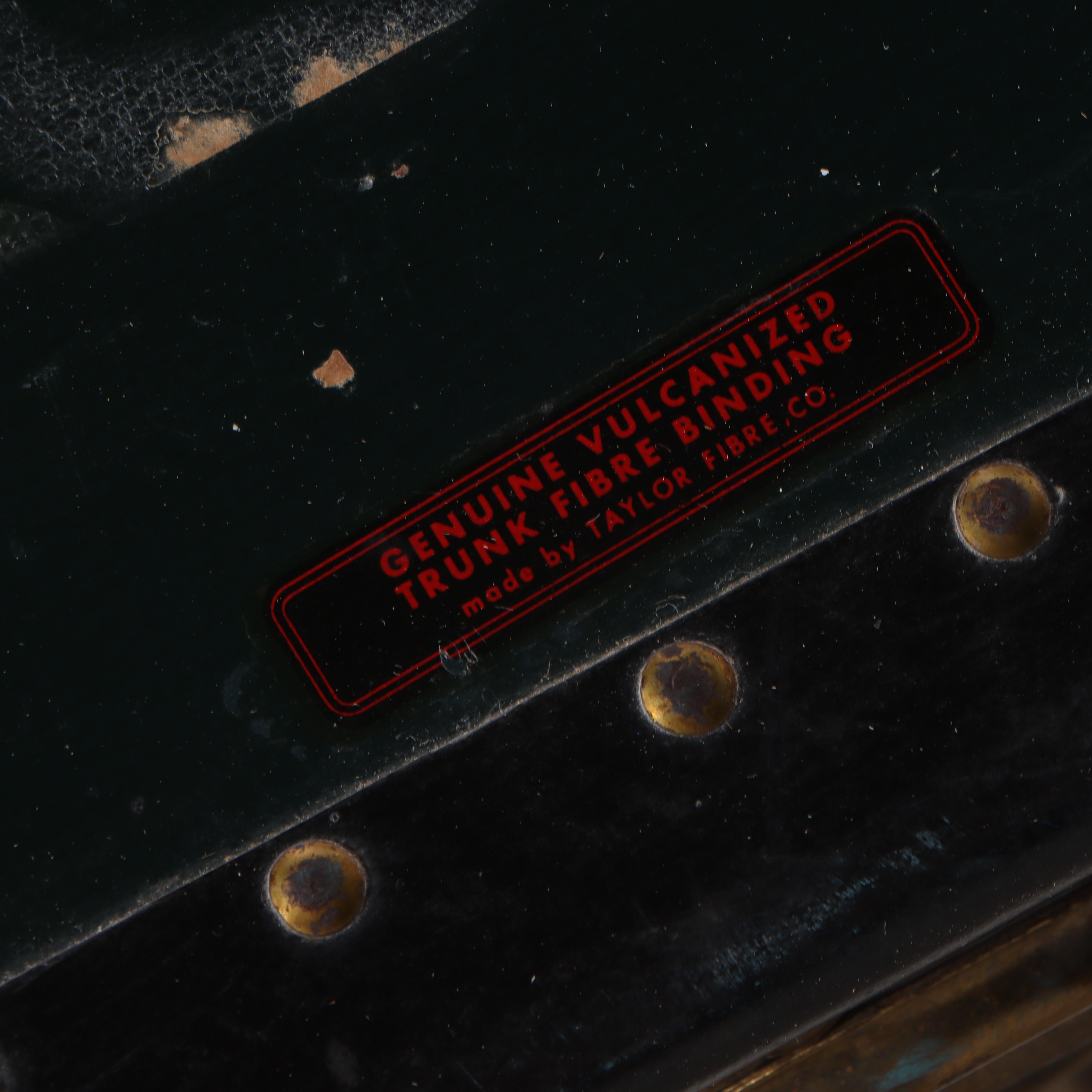 Taylor Fibre Co. Vulcanized Fiber Board and Metal Travel Trunk