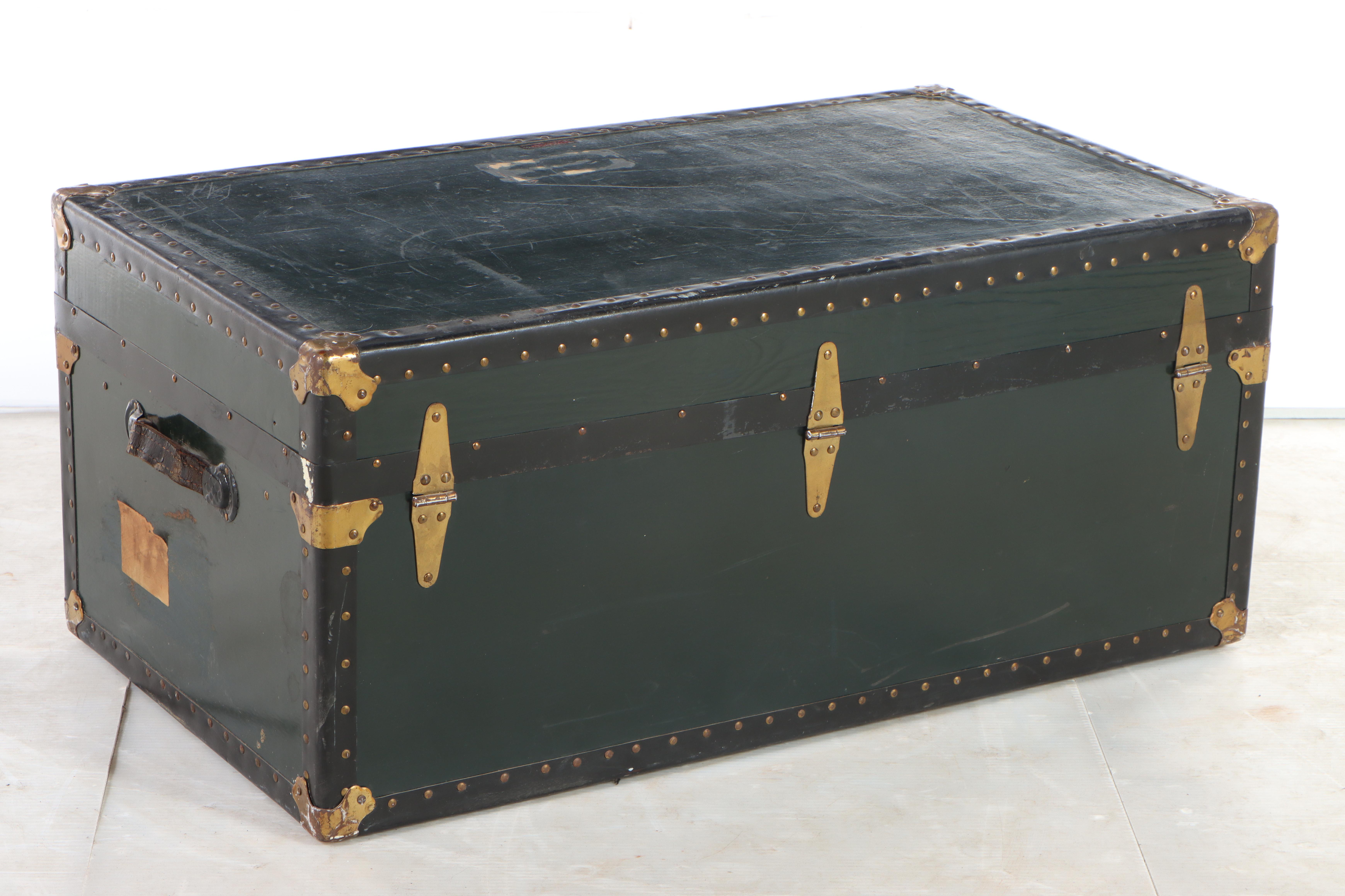 Taylor Fibre Co. Vulcanized Fiber Board and Metal Travel Trunk