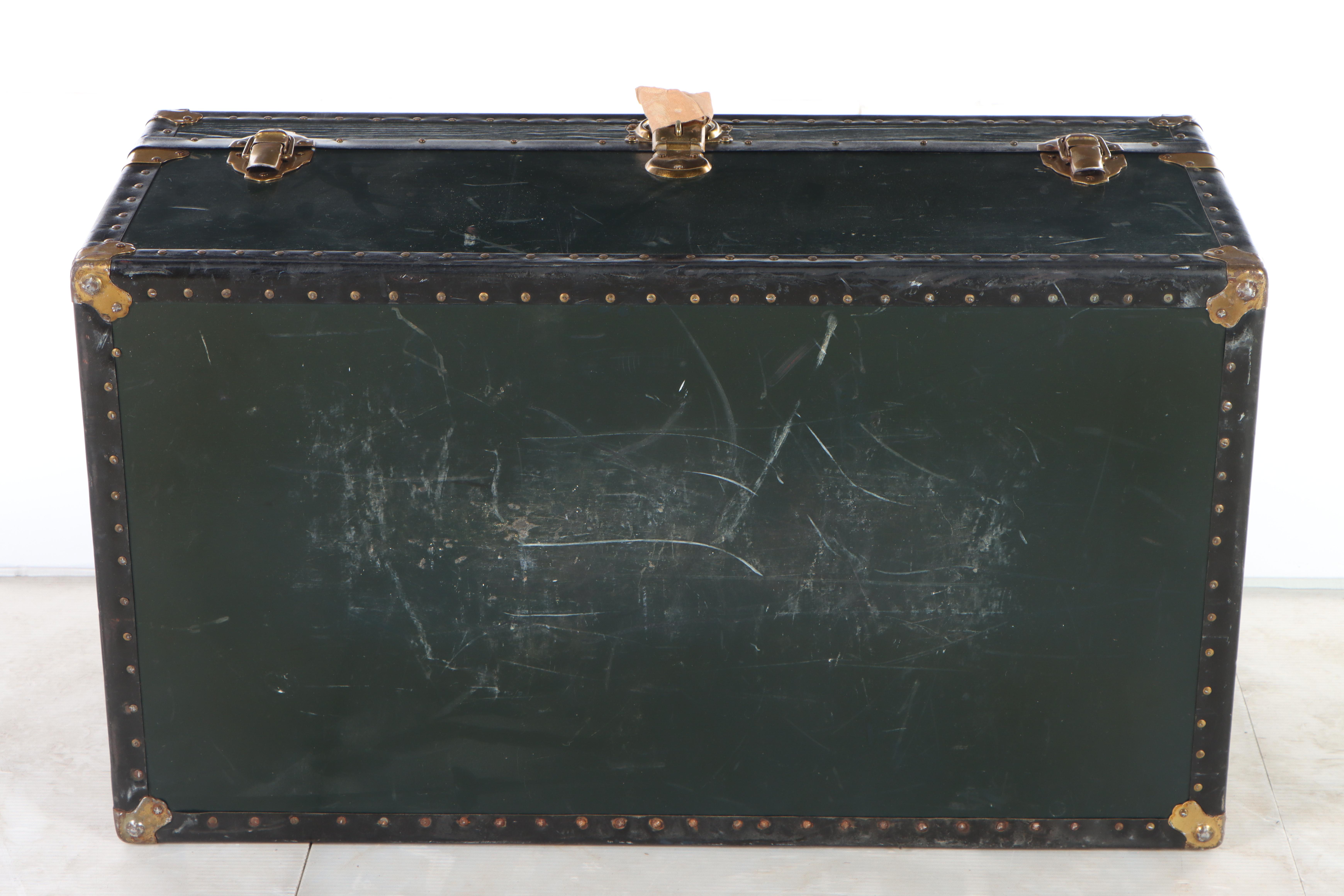 Taylor Fibre Co. Vulcanized Fiber Board and Metal Travel Trunk