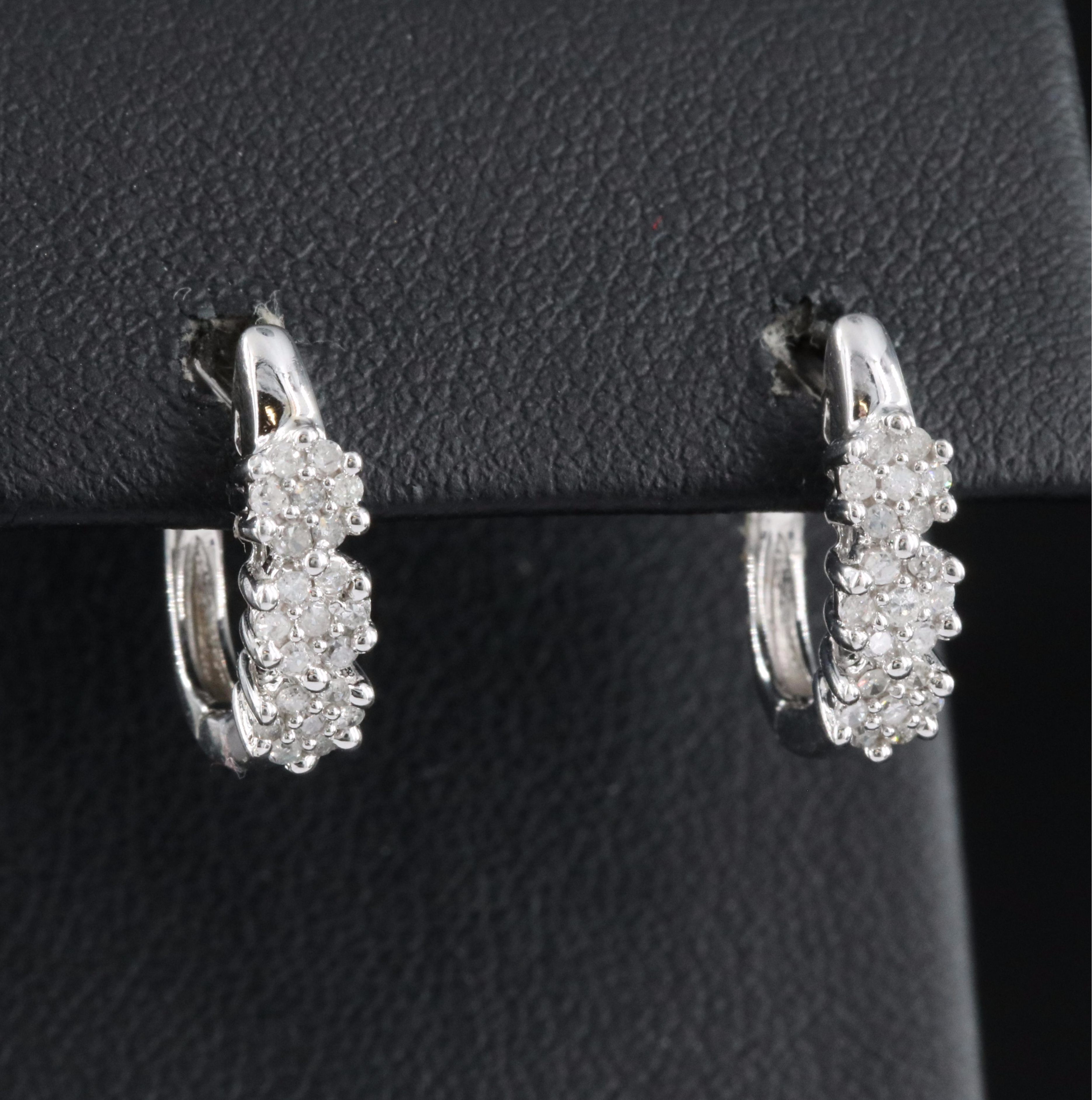10K 0.24 CTW Diamond Small Hoop Earrings