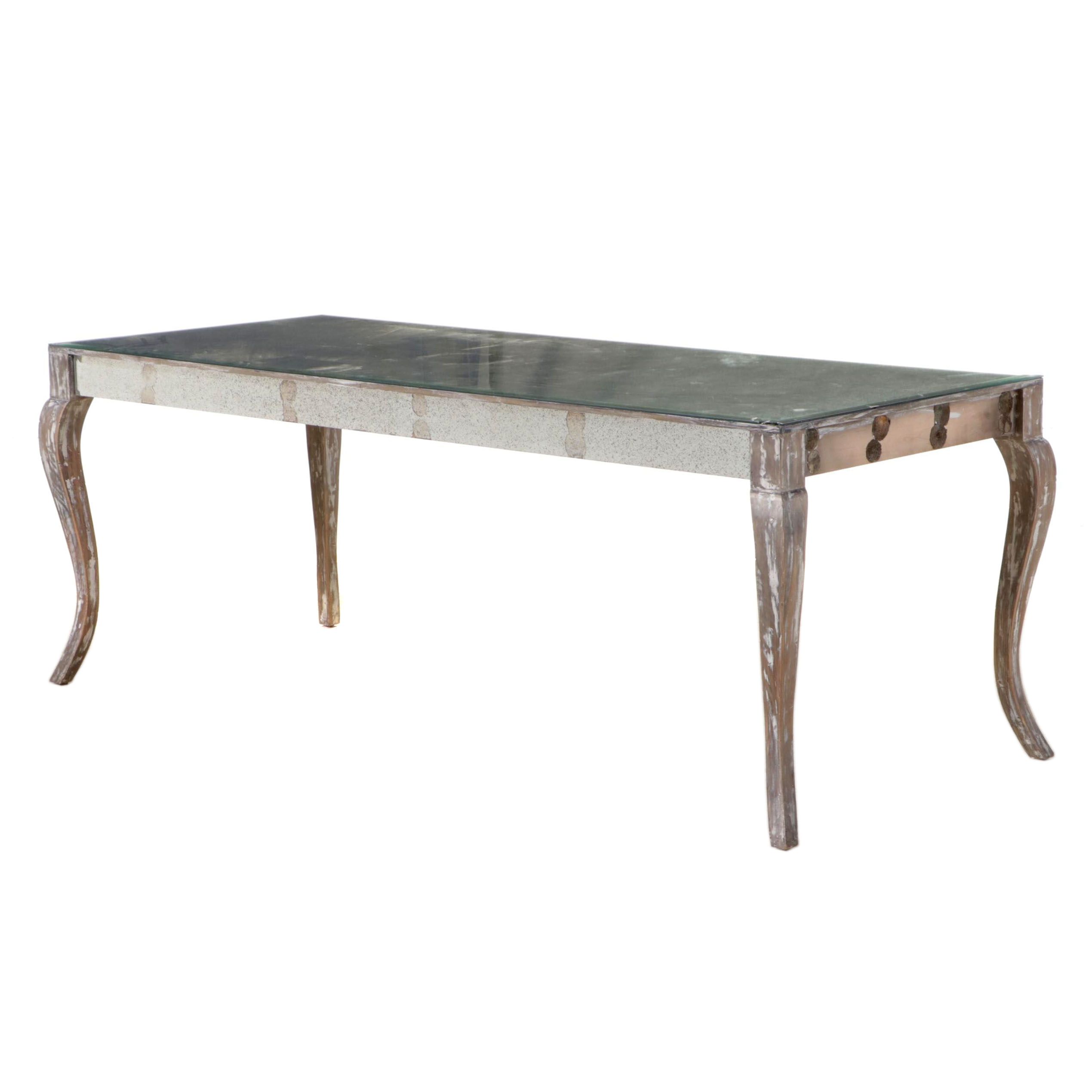 Large Mirror-Top Table with Cabriole Legs