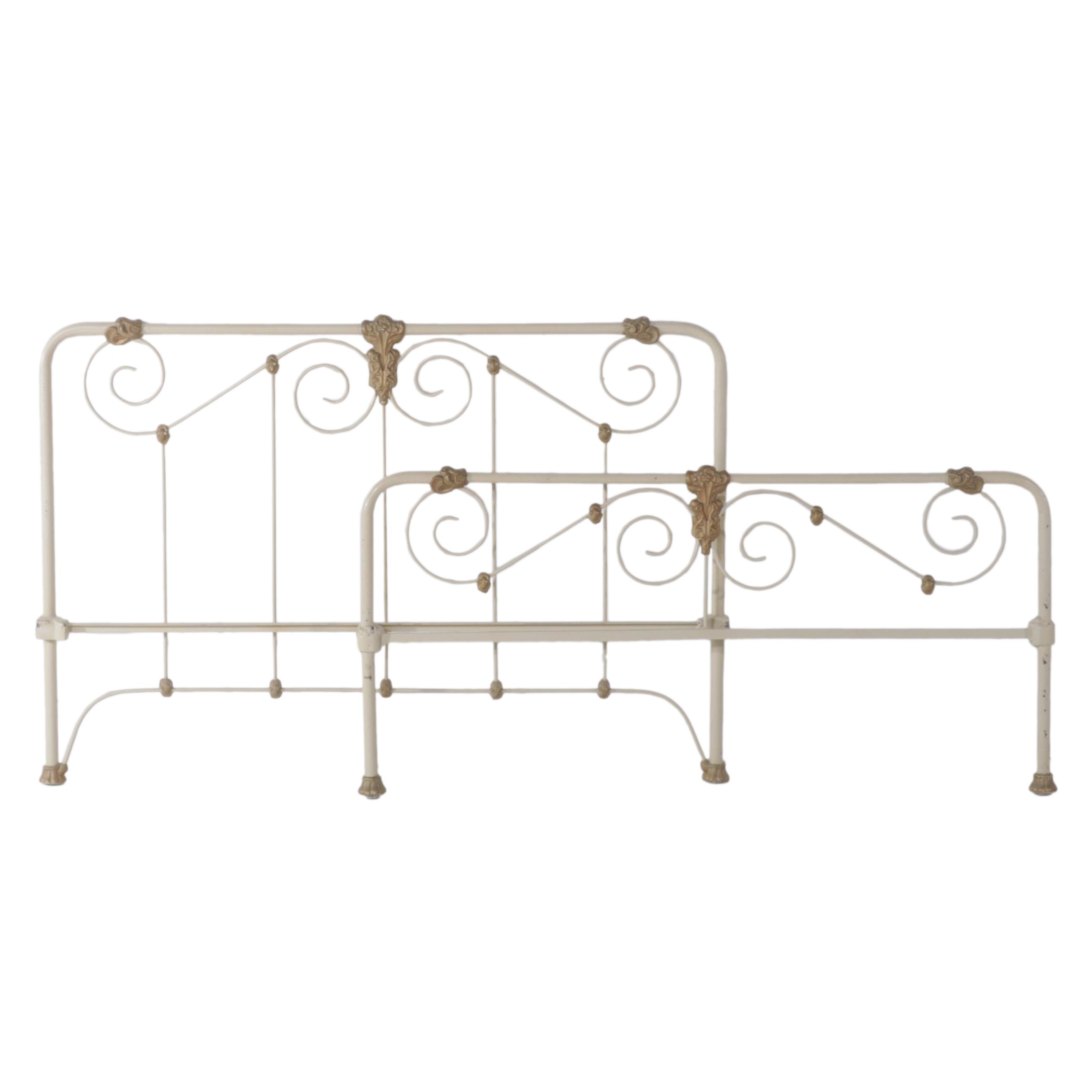 Victorian Style Parcel-Gilt and Tubular Metal Full Size Headboard and Foot Board