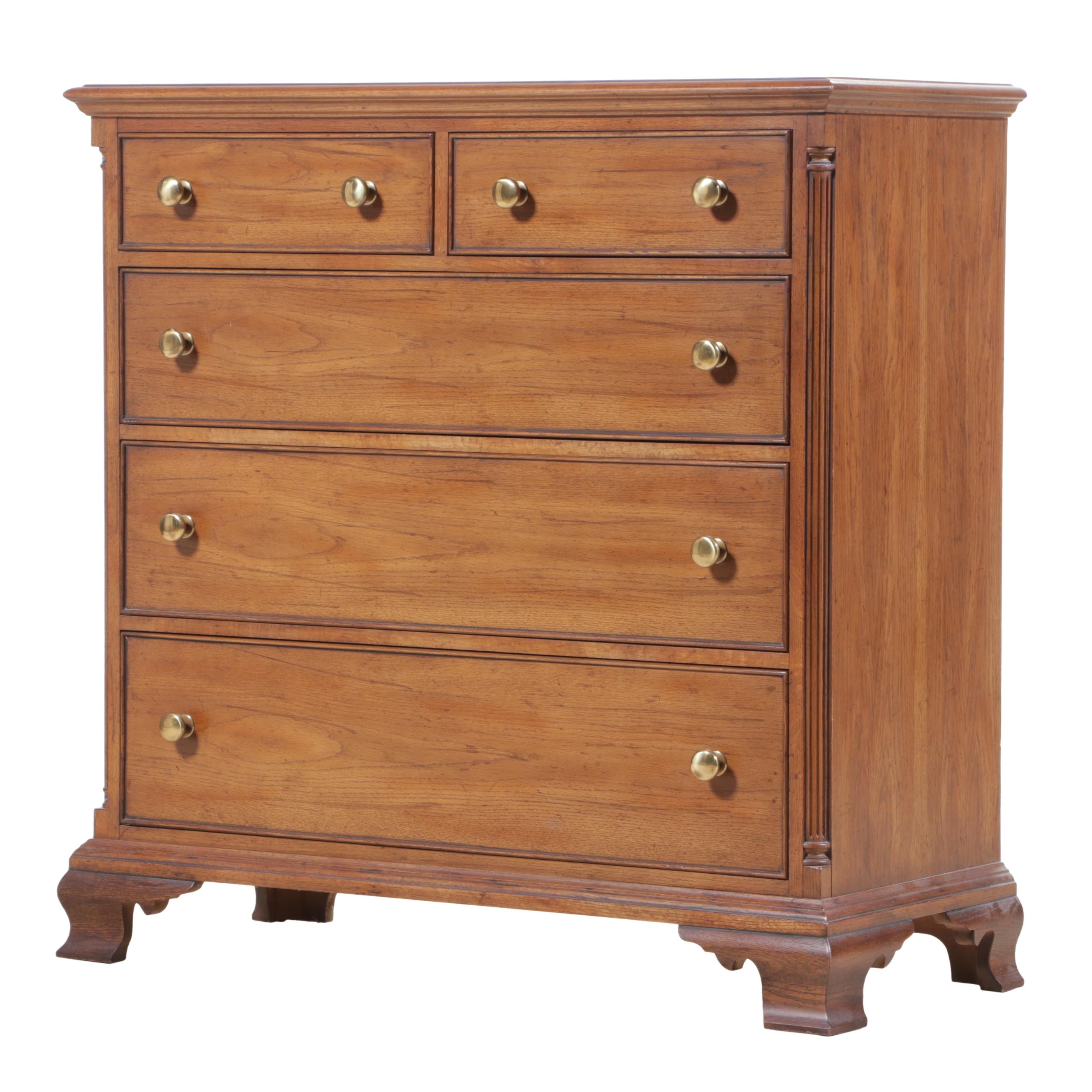 Century Furniture George III Style Oak Five-Drawer Chest, Late 20th Century