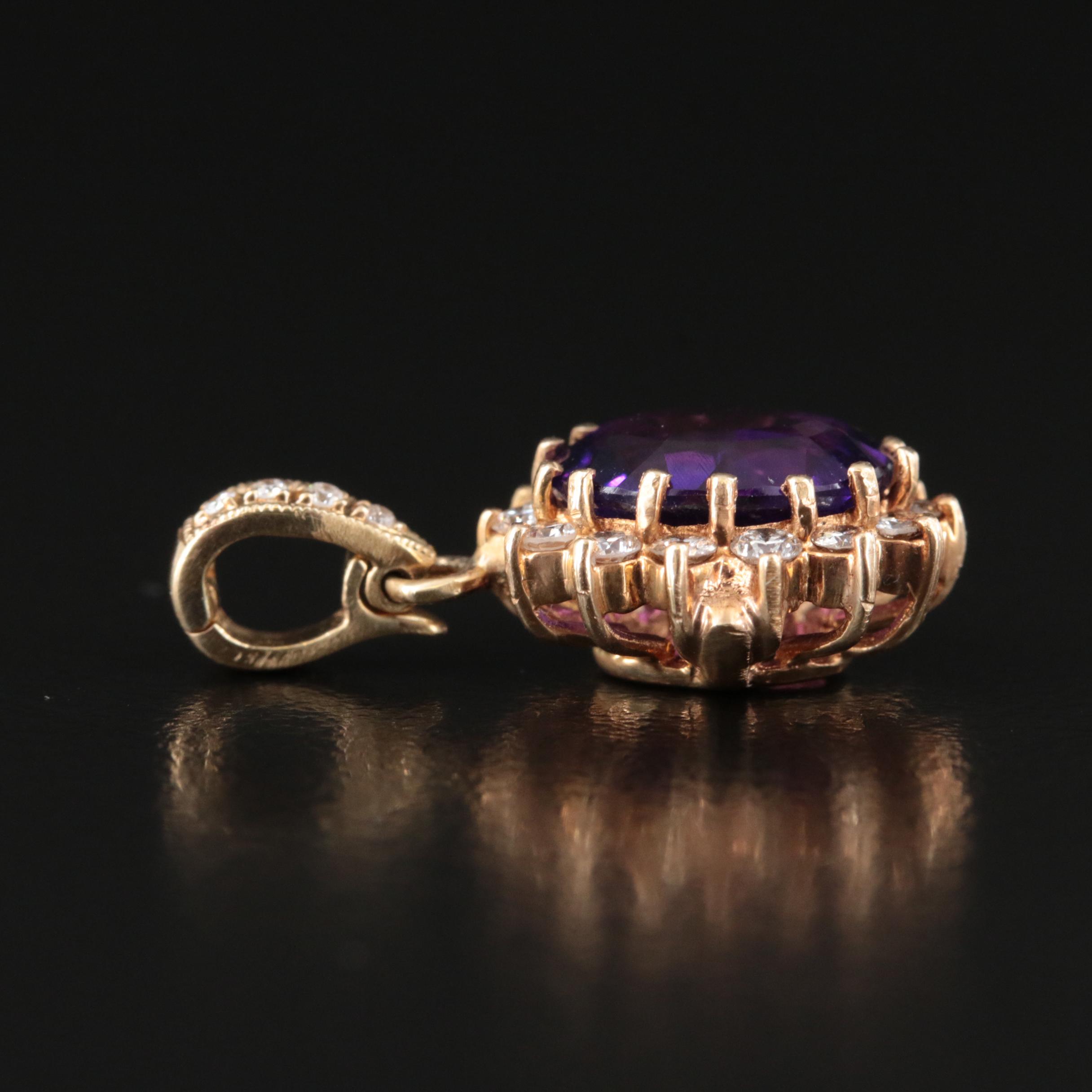 14K Amethyst and Diamond Enhancer Pendant