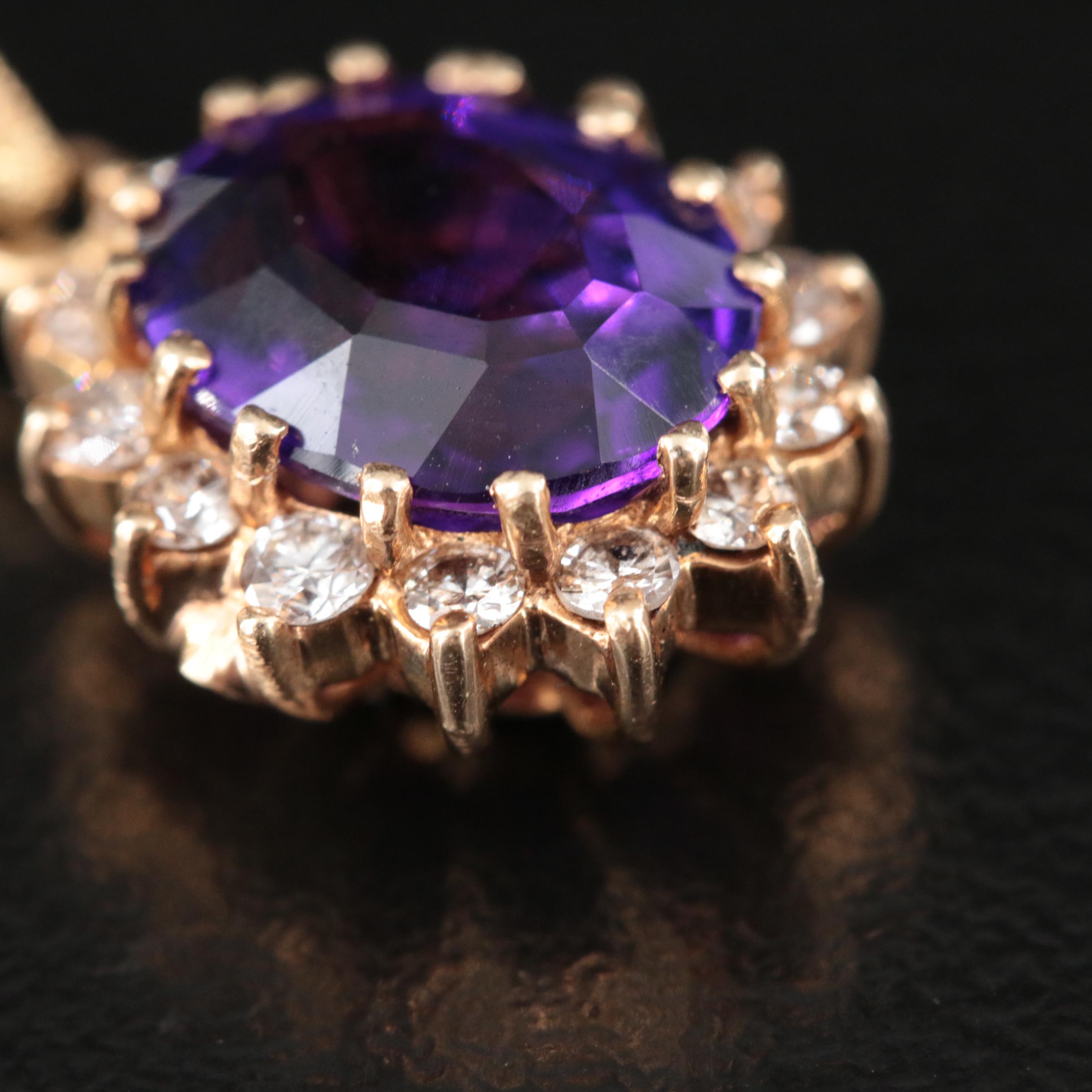 14K Amethyst and Diamond Enhancer Pendant