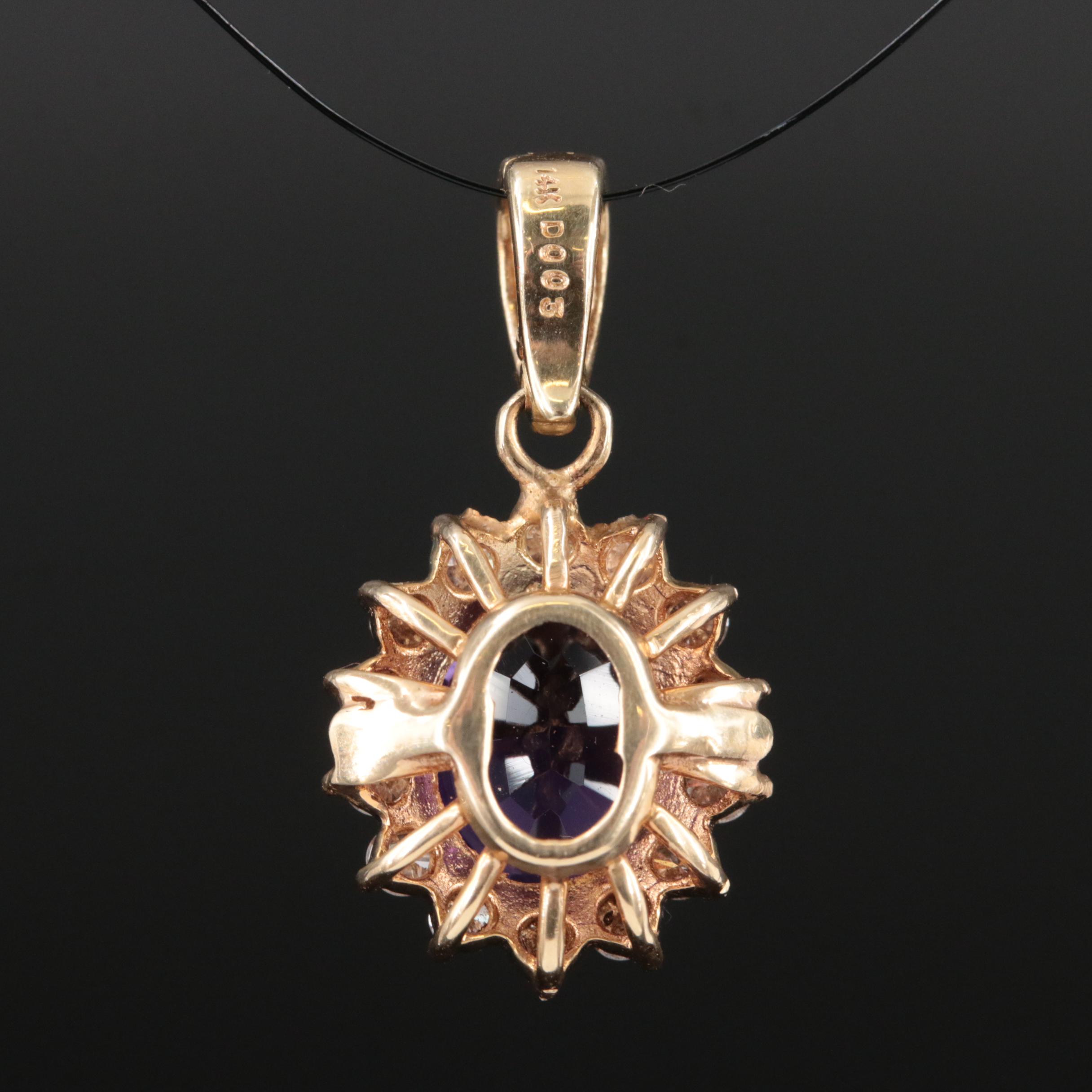 14K Amethyst and Diamond Enhancer Pendant