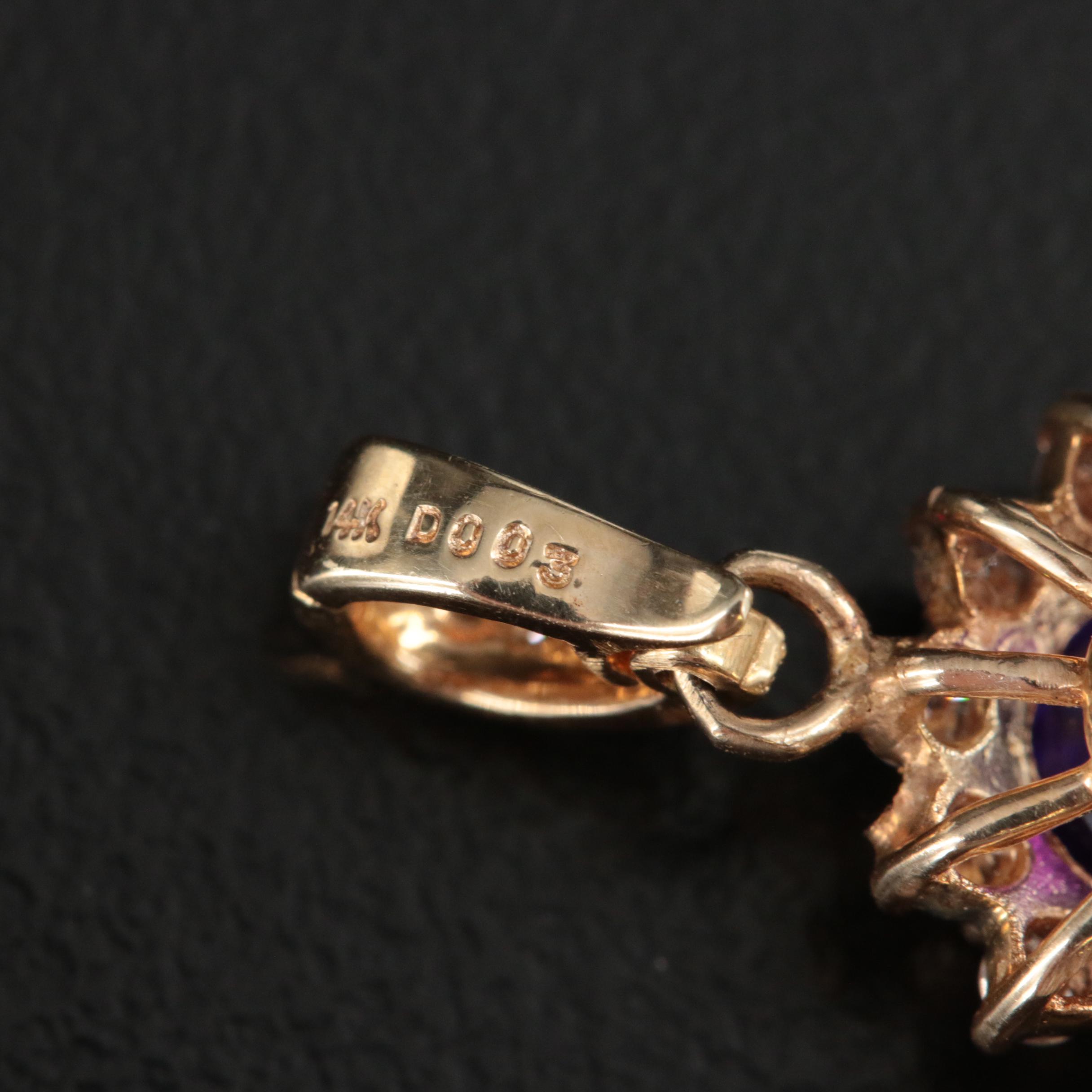 14K Amethyst and Diamond Enhancer Pendant