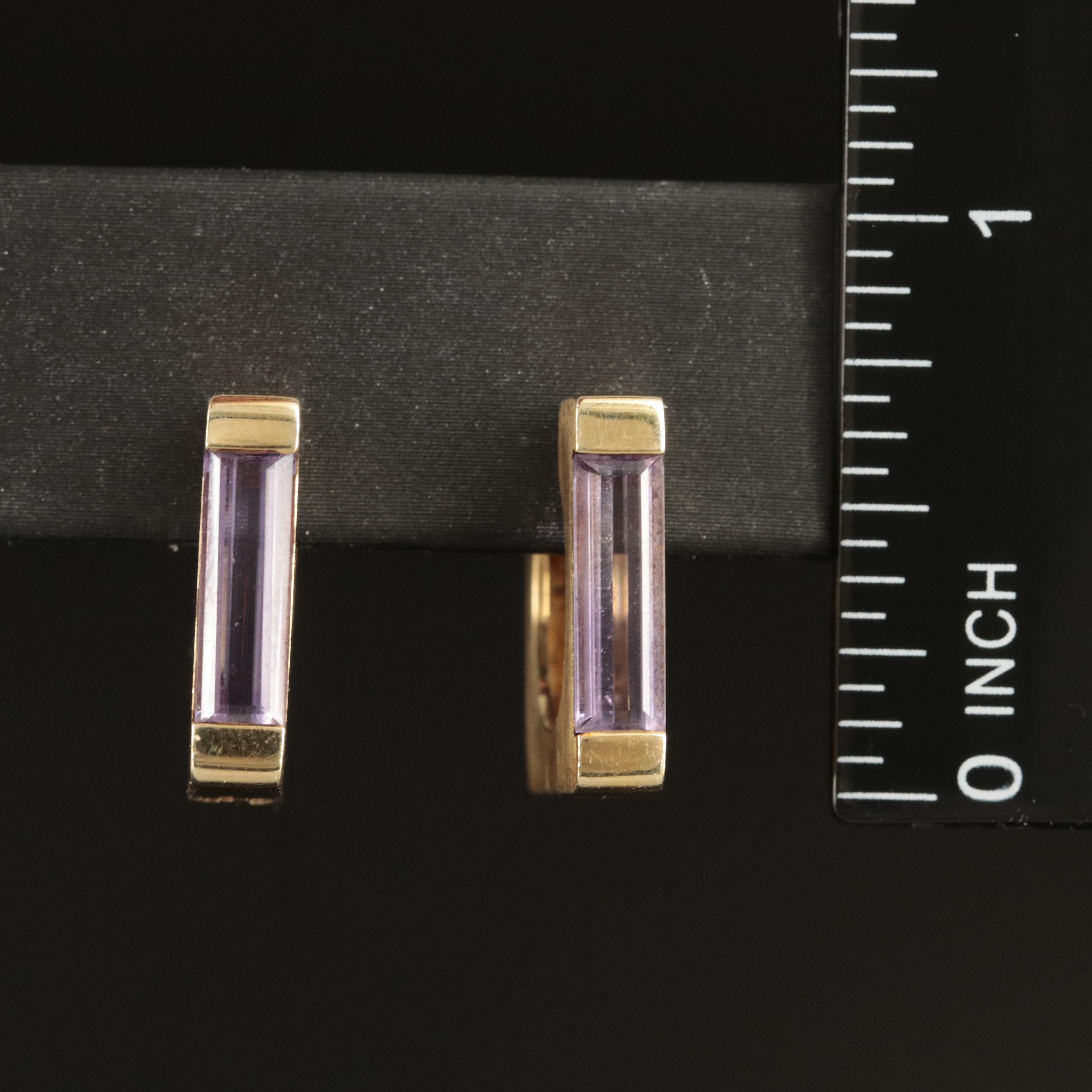 14K Amethyst Square Hoop Earrings