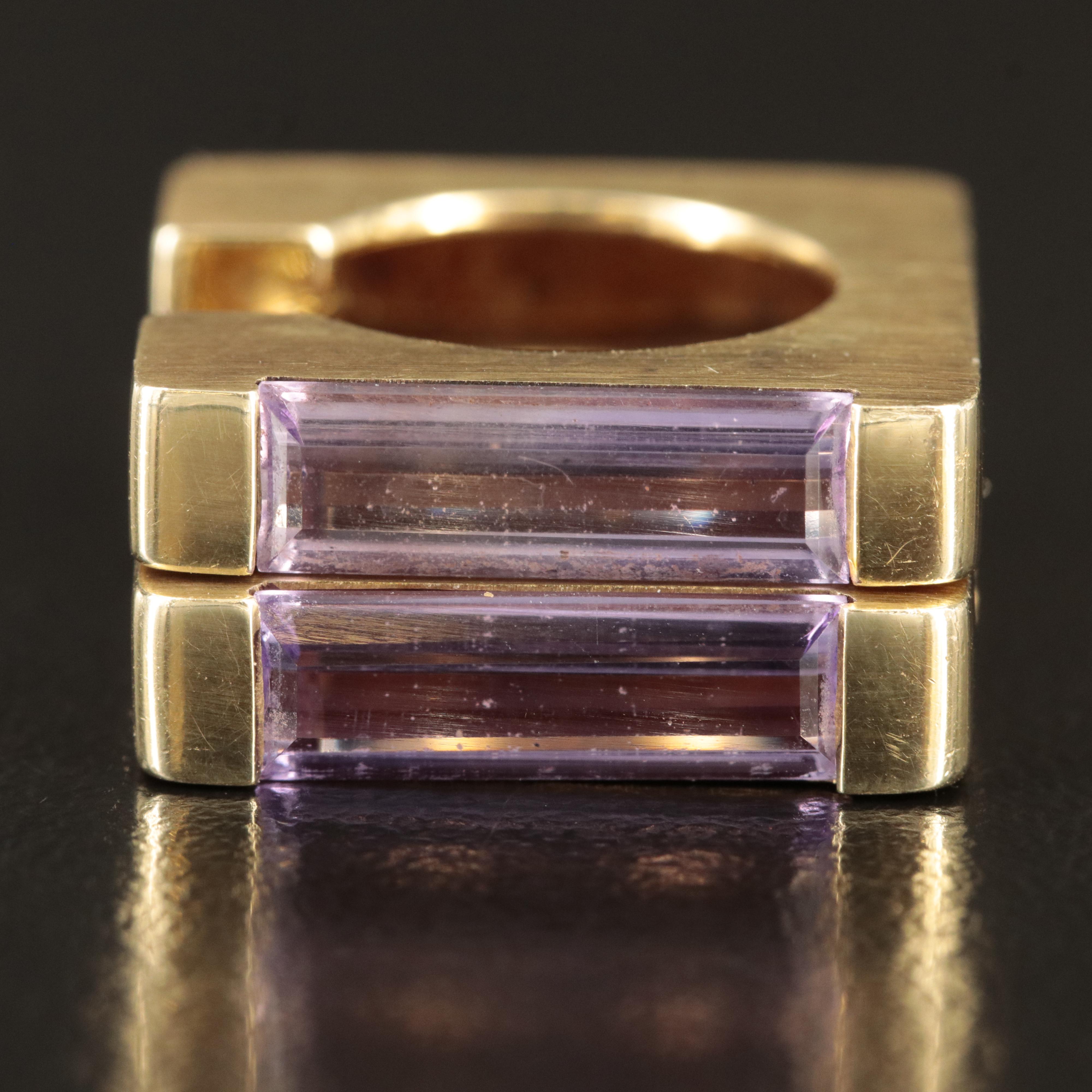14K Amethyst Square Hoop Earrings