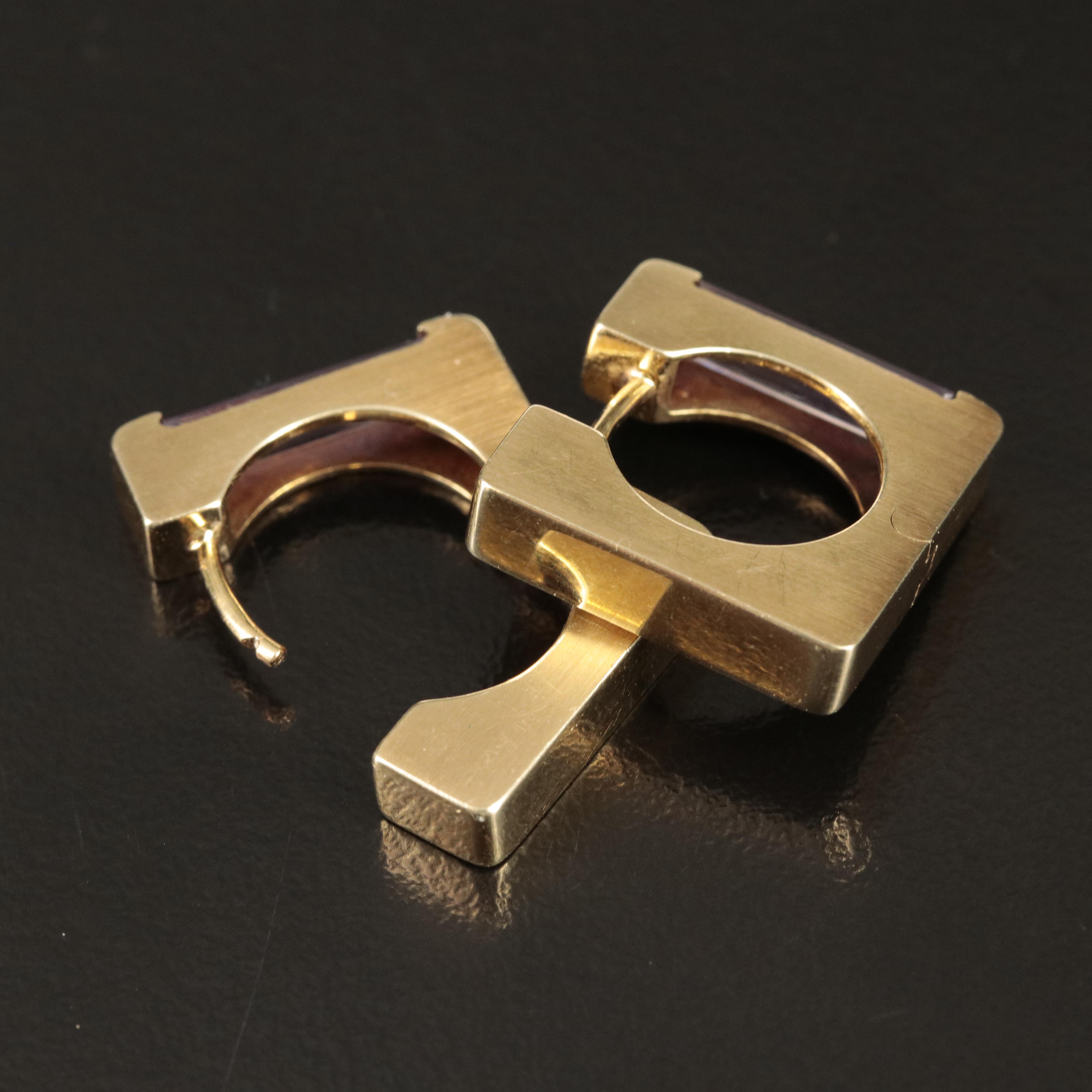 14K Amethyst Square Hoop Earrings