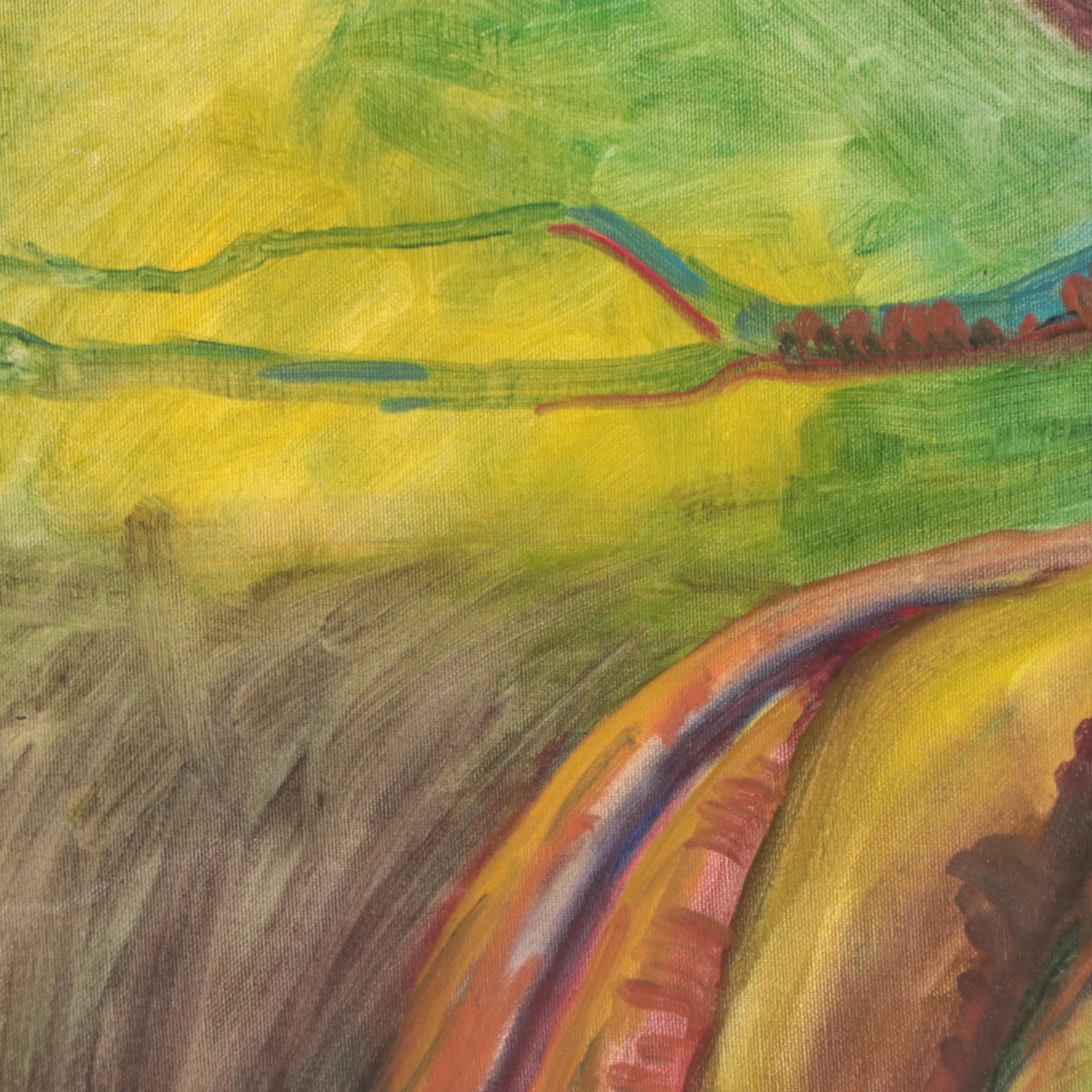 Katrina Halter Landscape With Tree Oil Painting, 1990