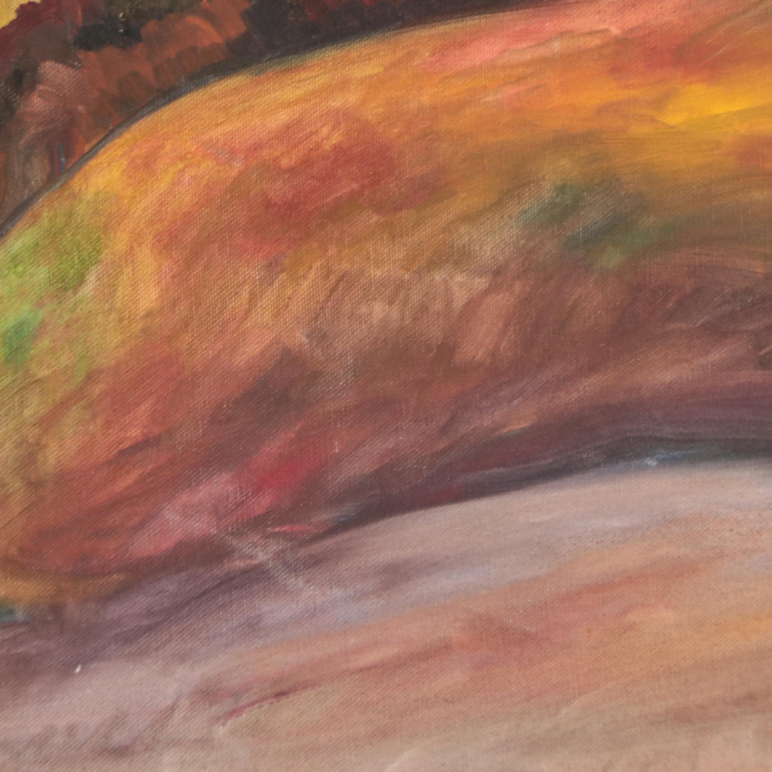 Katrina Halter Landscape With Tree Oil Painting, 1990