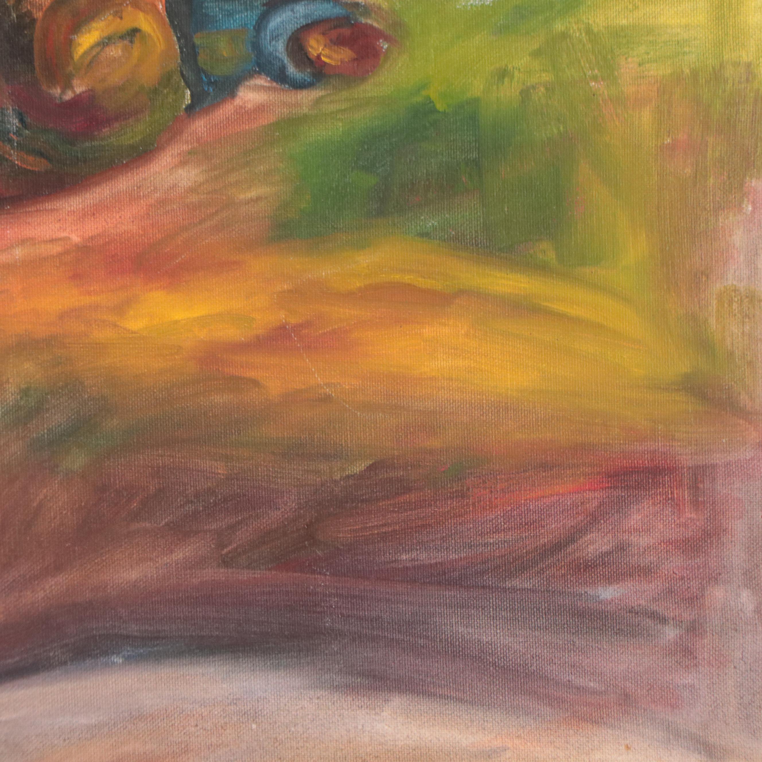 Katrina Halter Landscape With Tree Oil Painting, 1990