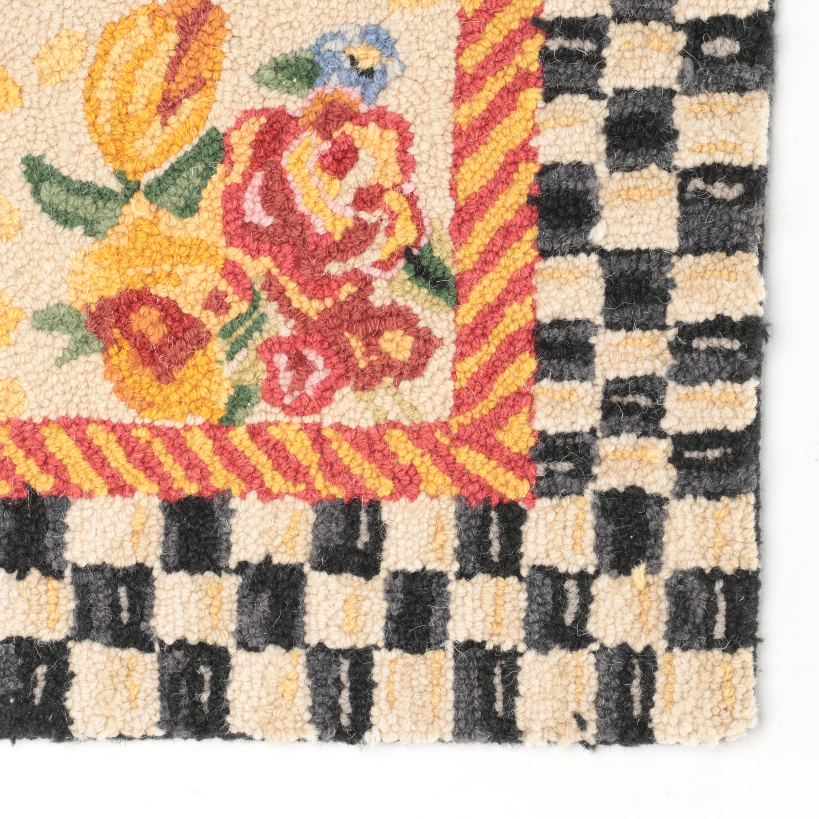 2' x 2'11 MacKenzie-Childs Hand-Hooked Accent Rug