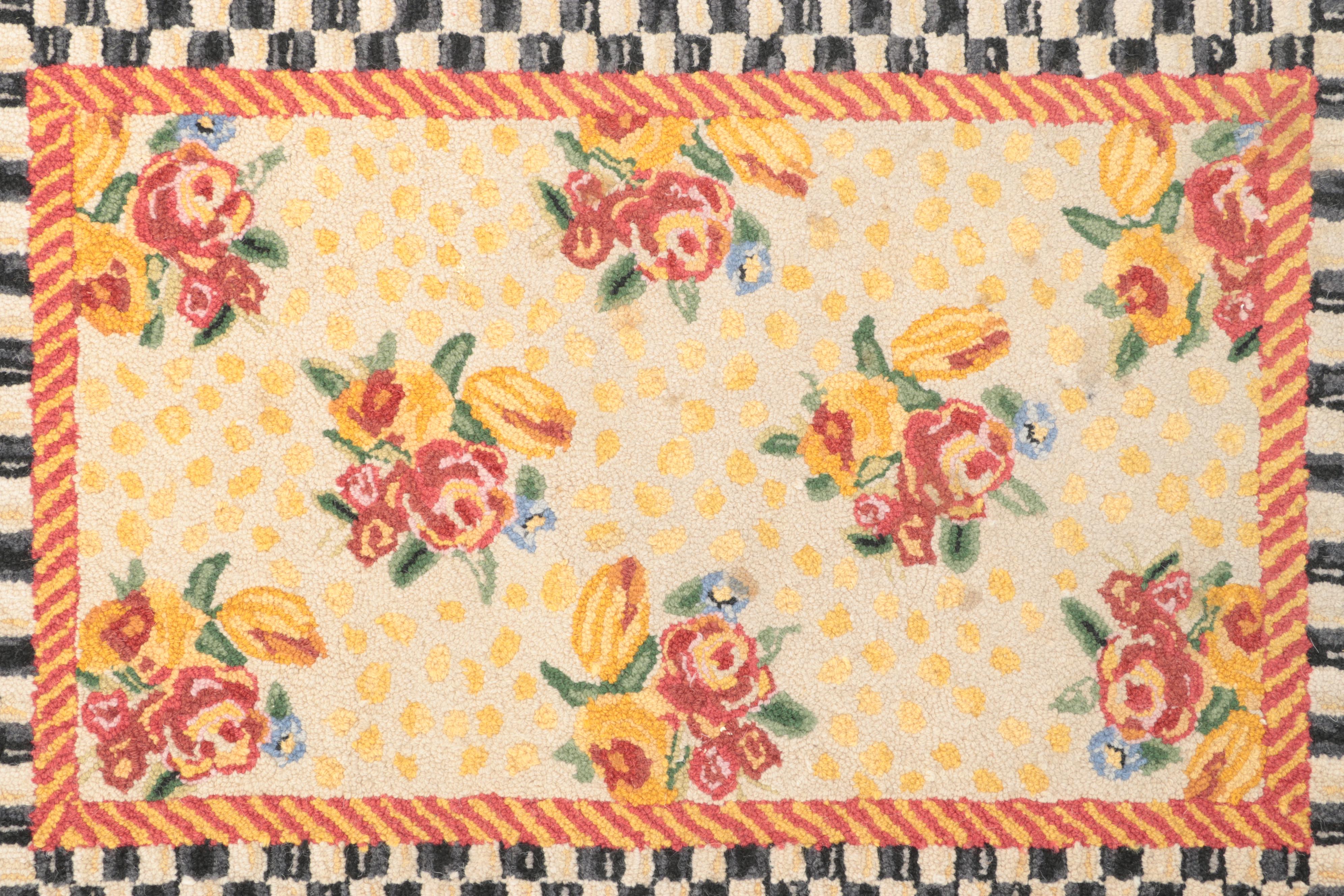 2' x 2'11 MacKenzie-Childs Hand-Hooked Accent Rug