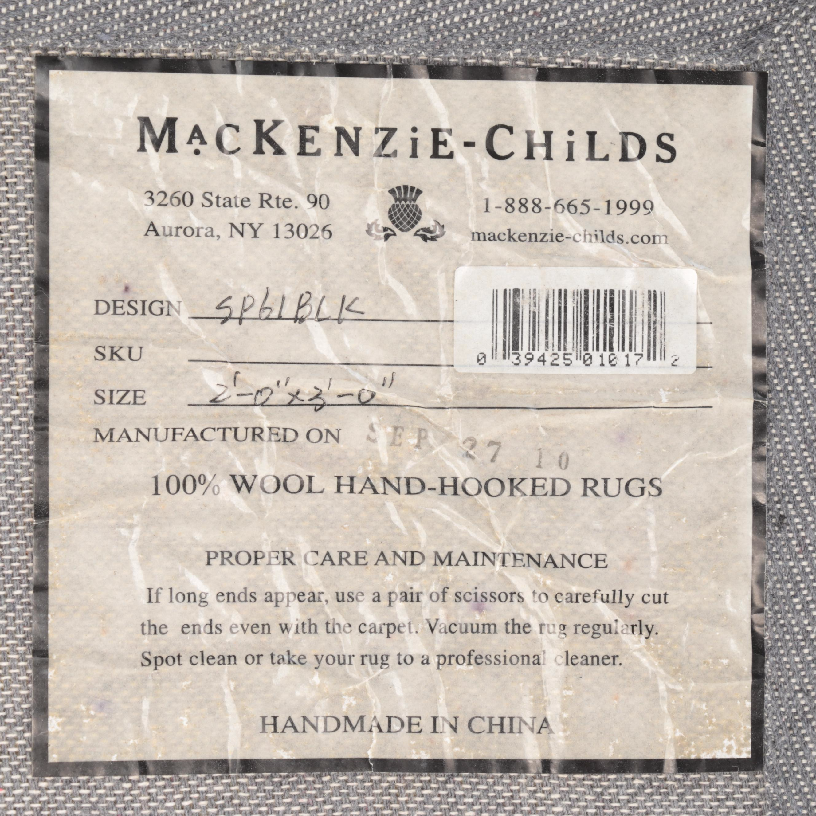 2' x 2'11 MacKenzie-Childs Hand-Hooked Accent Rug