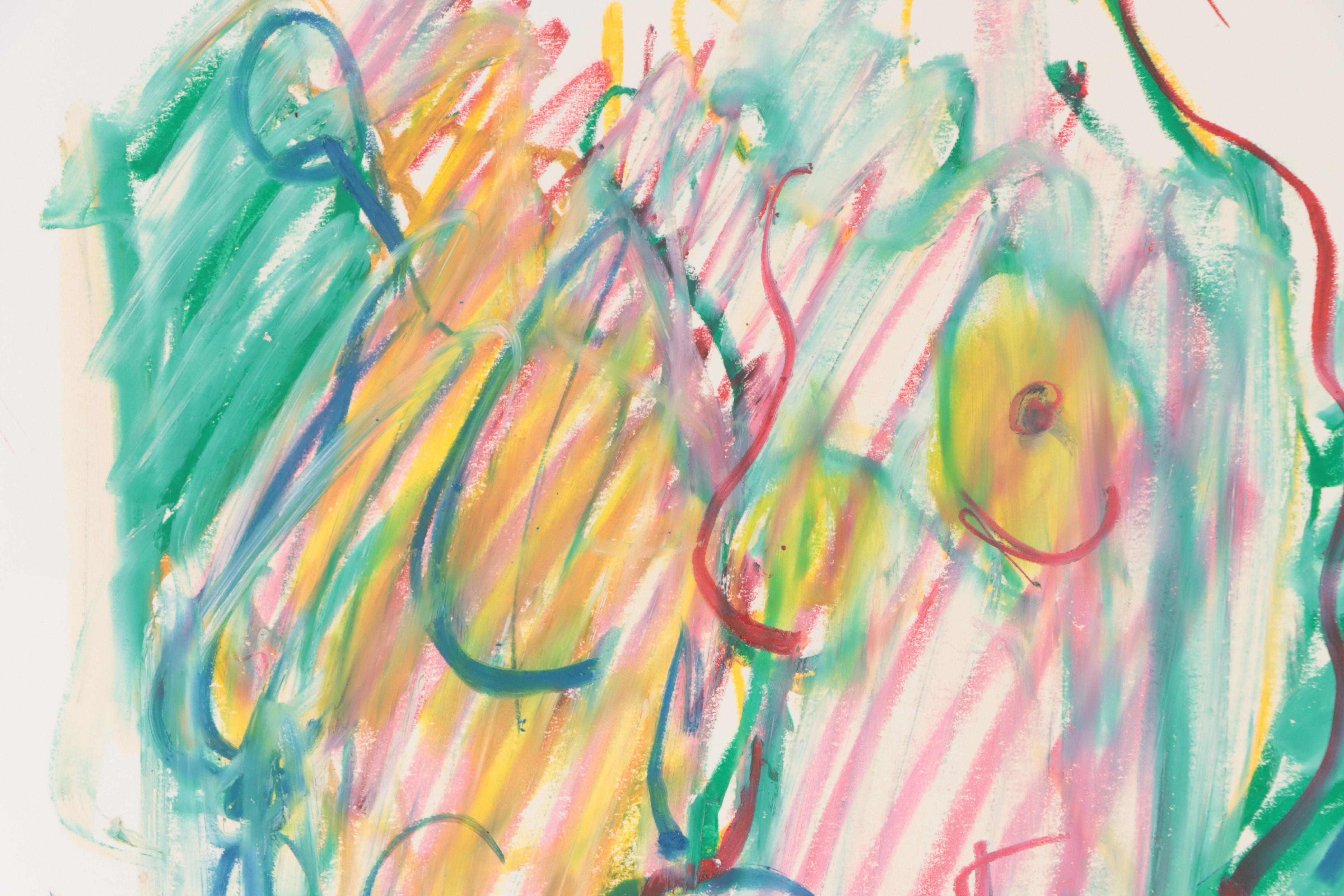 Jack Meanwell Figural Oil Pastel Drawing, 1980