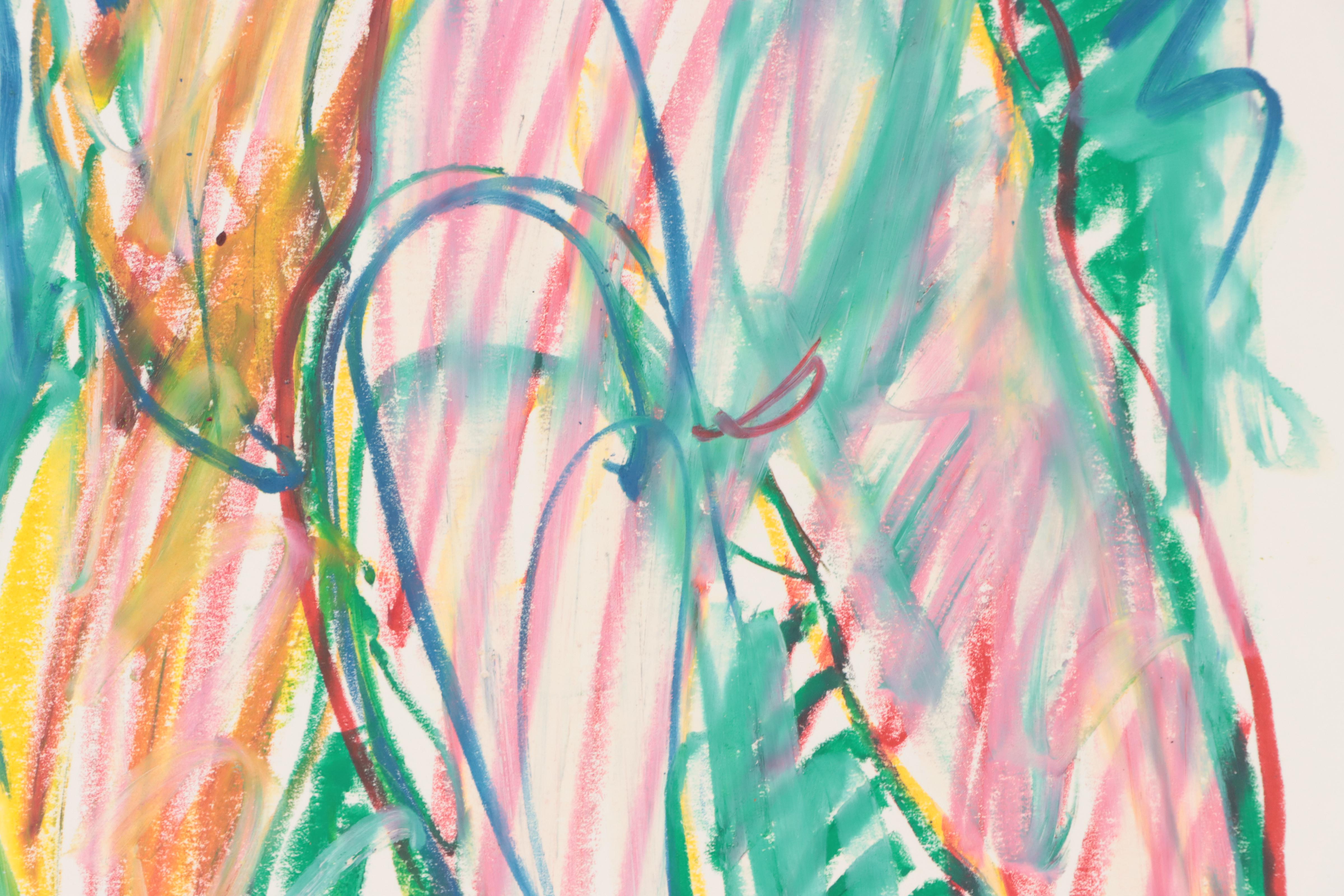 Jack Meanwell Figural Oil Pastel Drawing, 1980