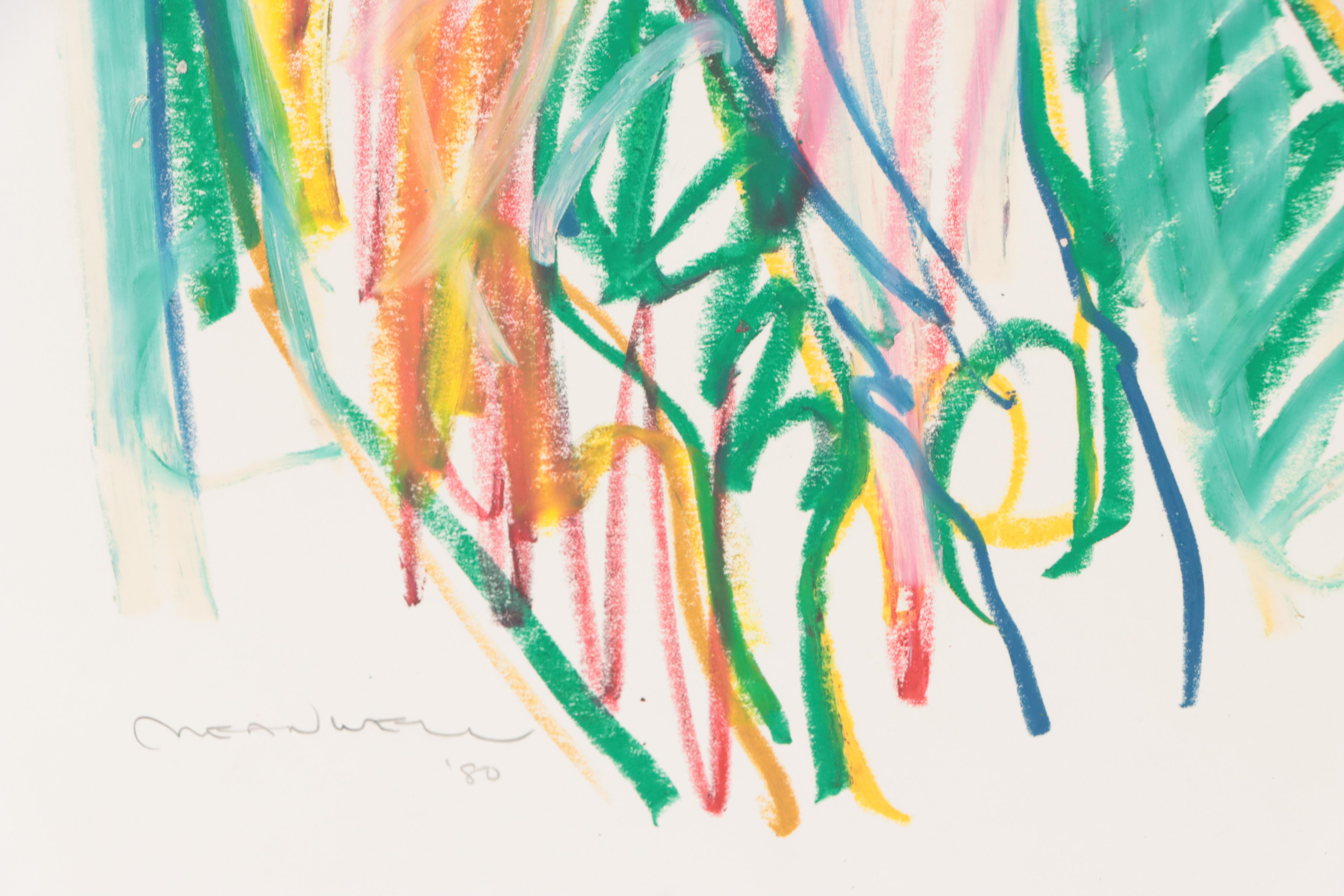 Jack Meanwell Figural Oil Pastel Drawing, 1980