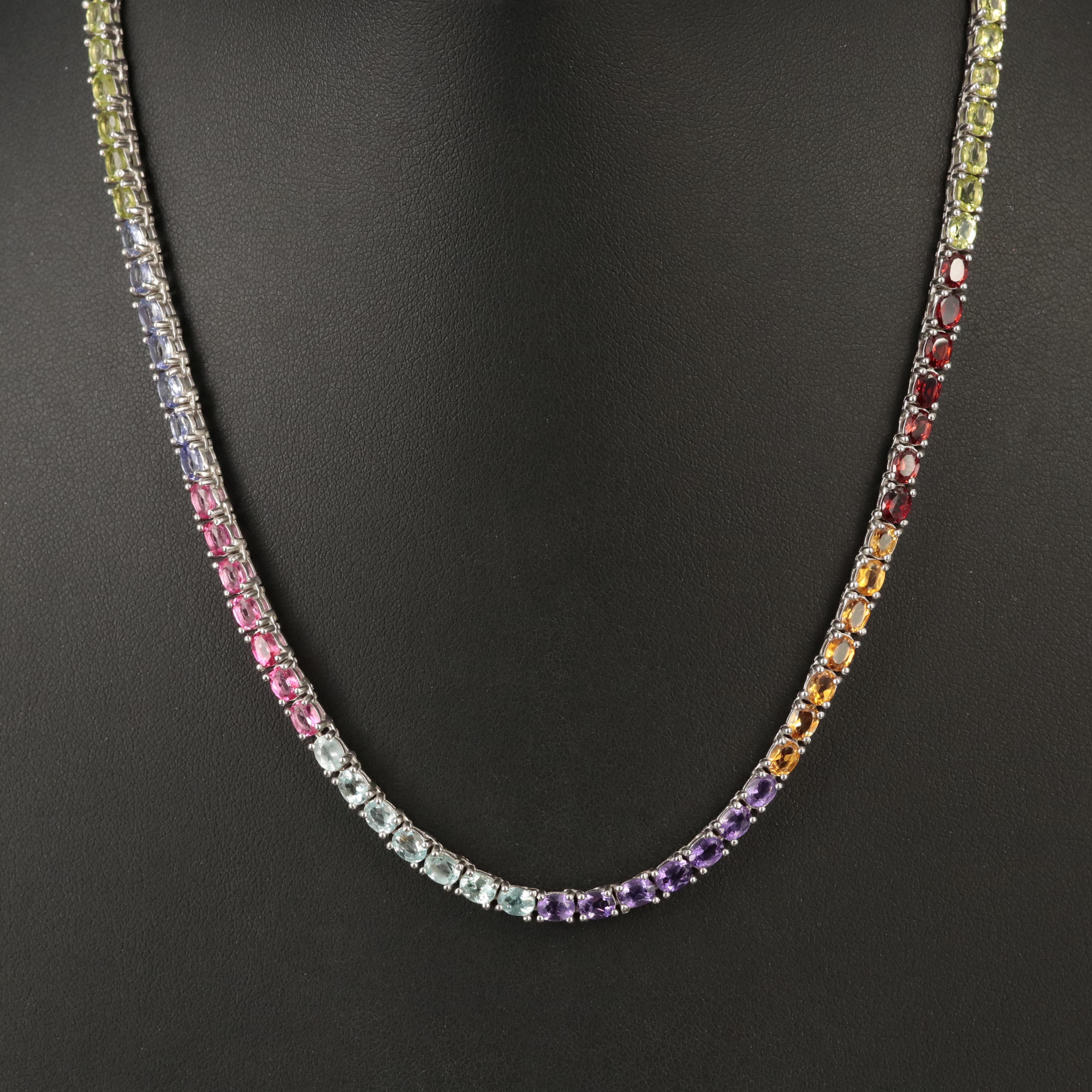 Sterling Amethyst, Citrine and Topaz Necklace