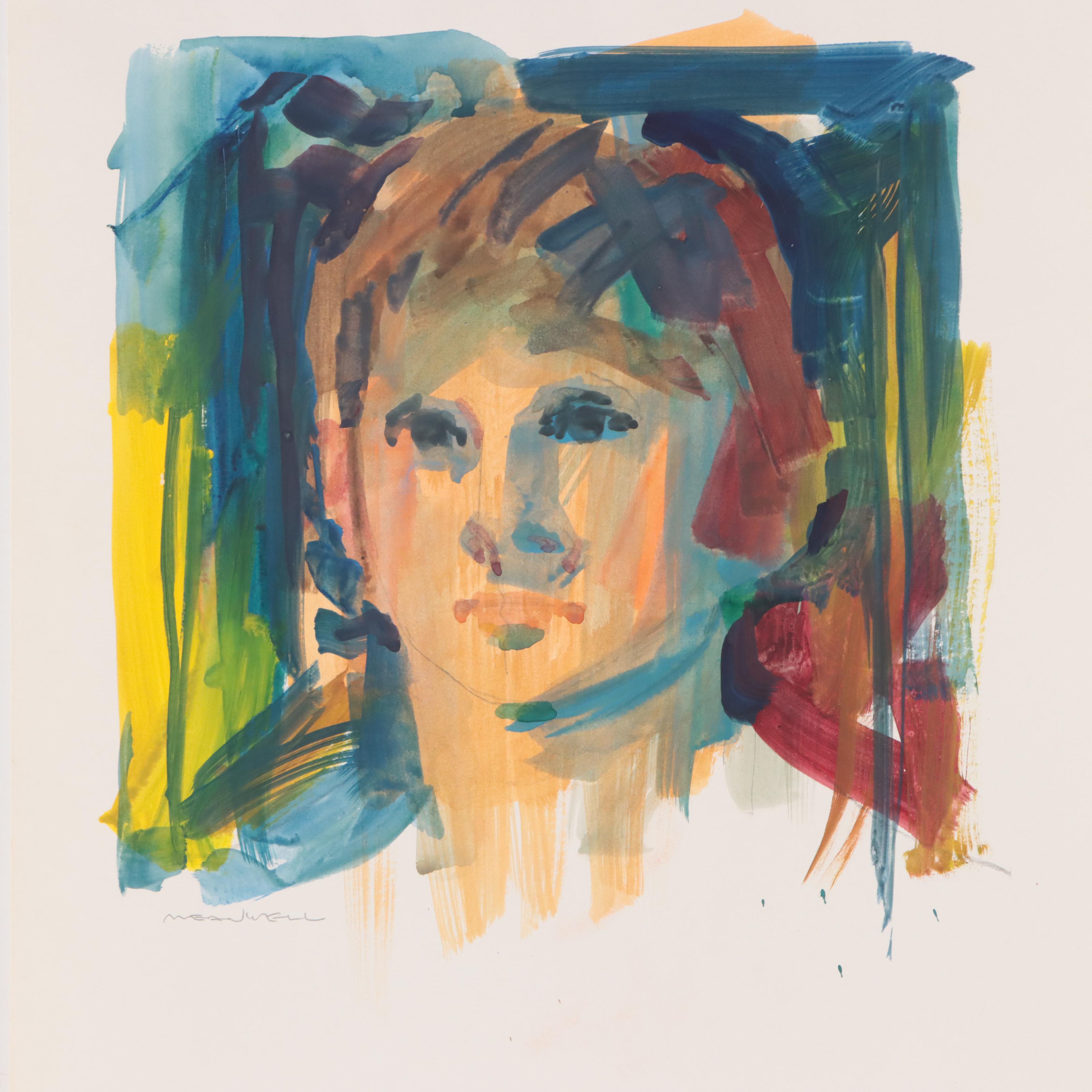 Jack Meanwell Portrait Watercolor Painting, circa 1980