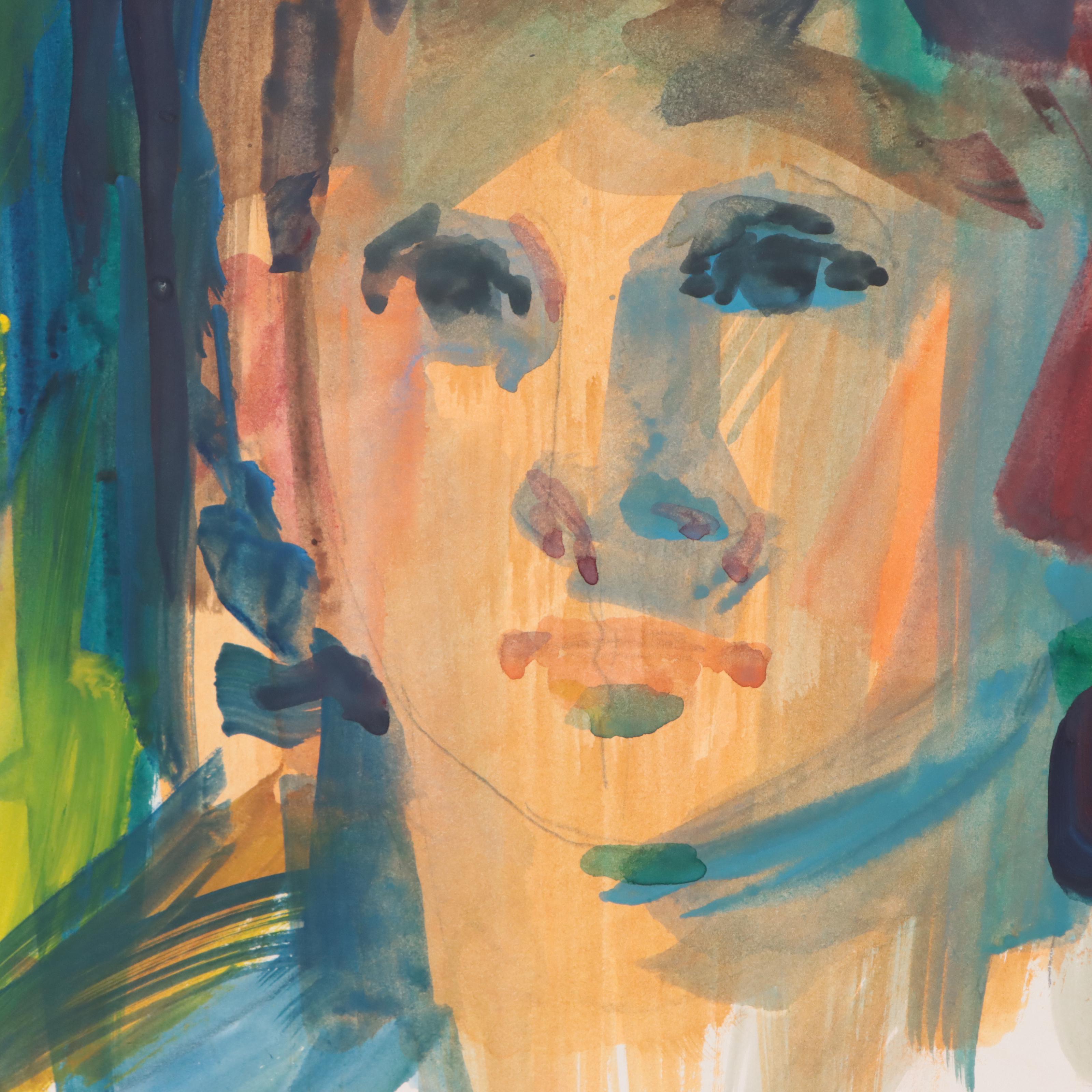 Jack Meanwell Portrait Watercolor Painting, circa 1980