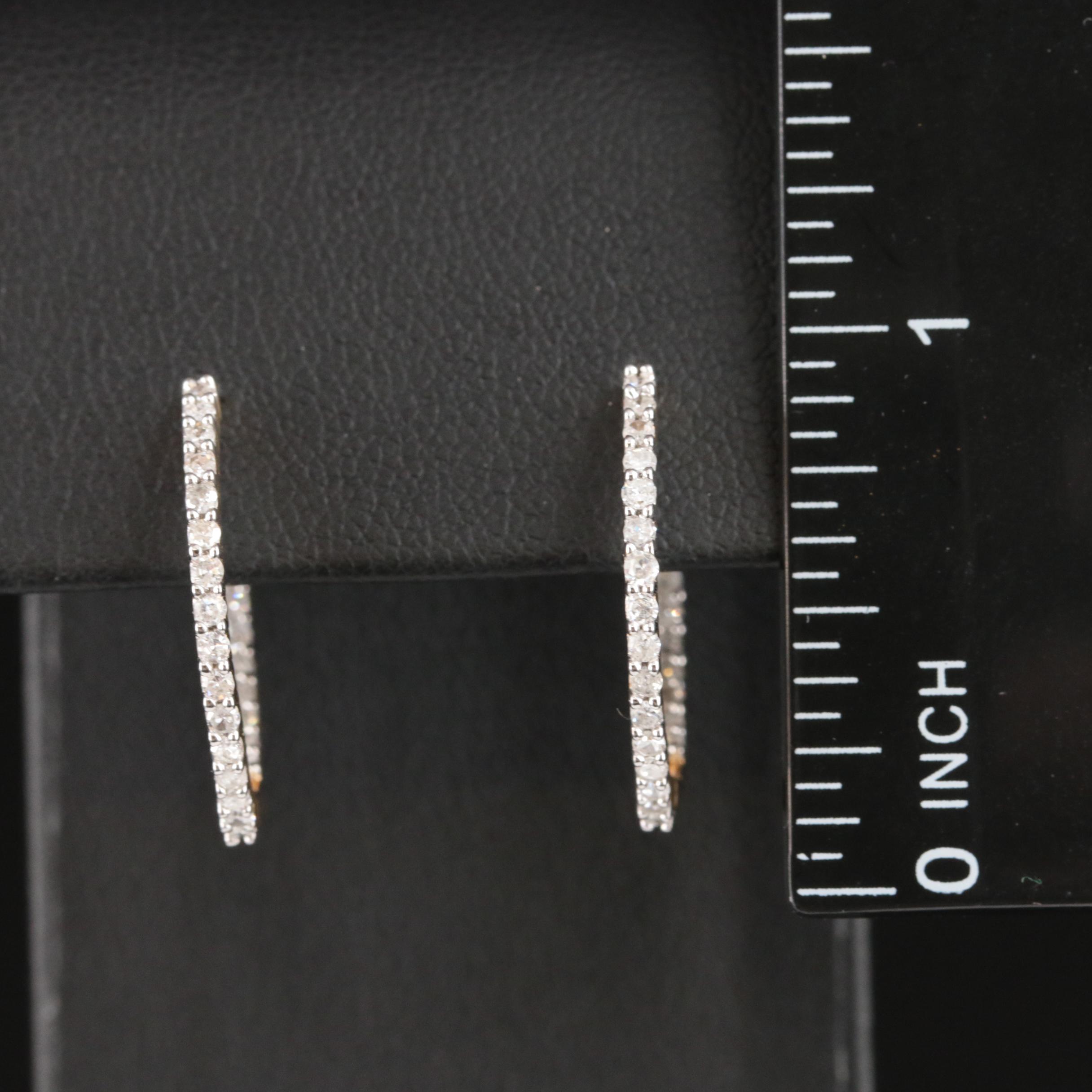 10K 0.75 CTW Diamond Inside-Out Hoop Earrings