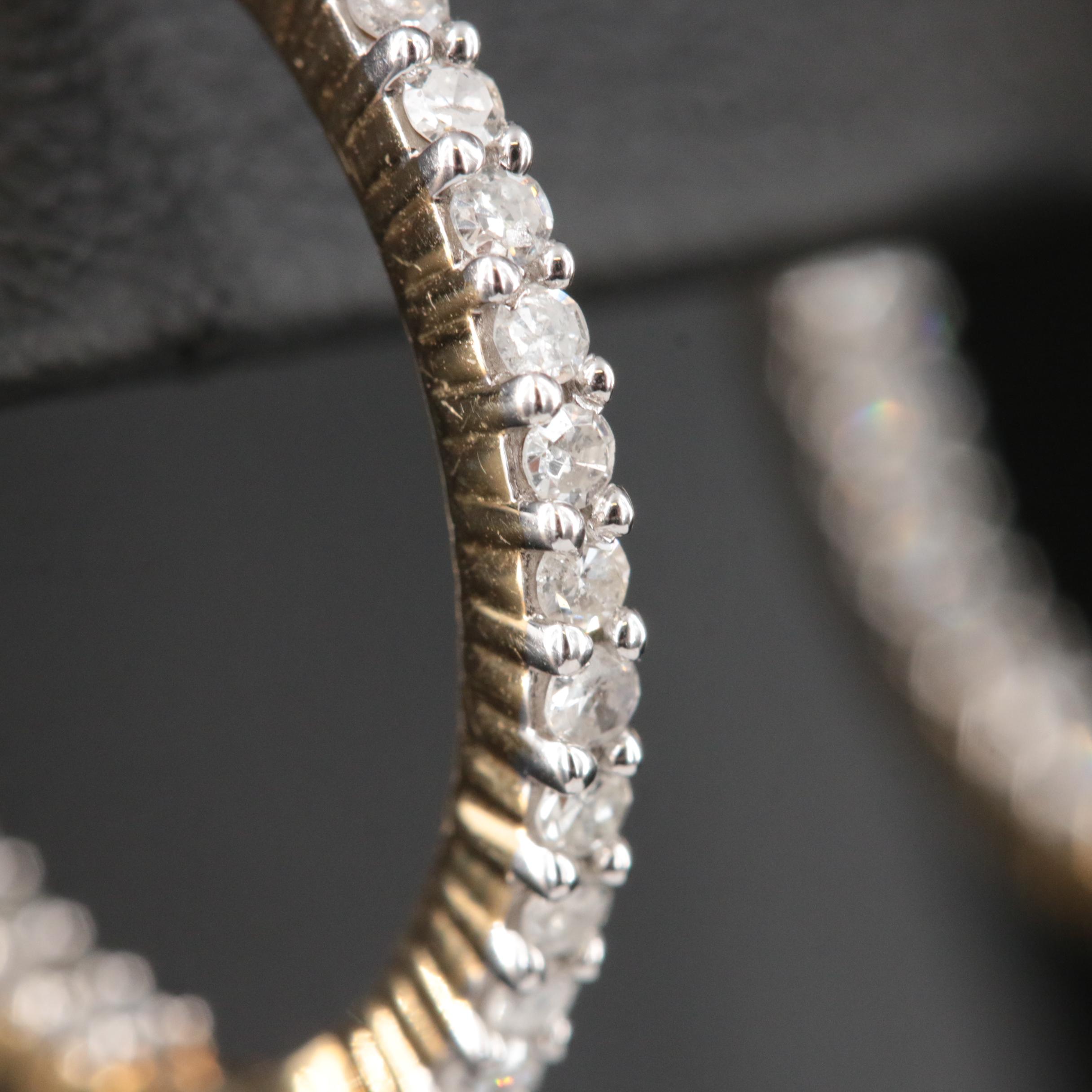 10K 0.75 CTW Diamond Inside-Out Hoop Earrings