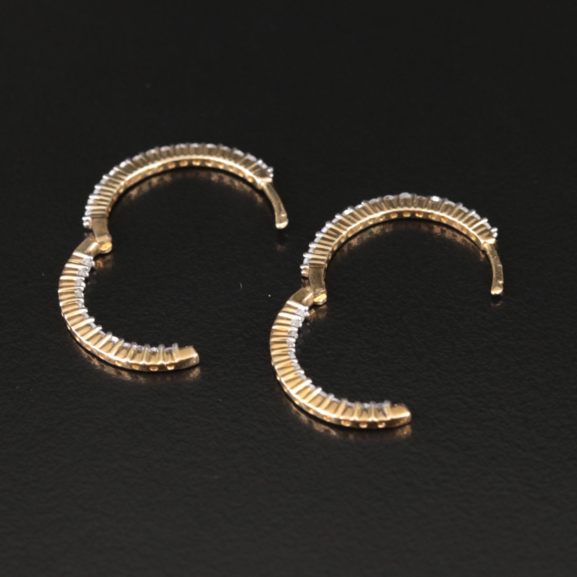 10K 0.75 CTW Diamond Inside-Out Hoop Earrings