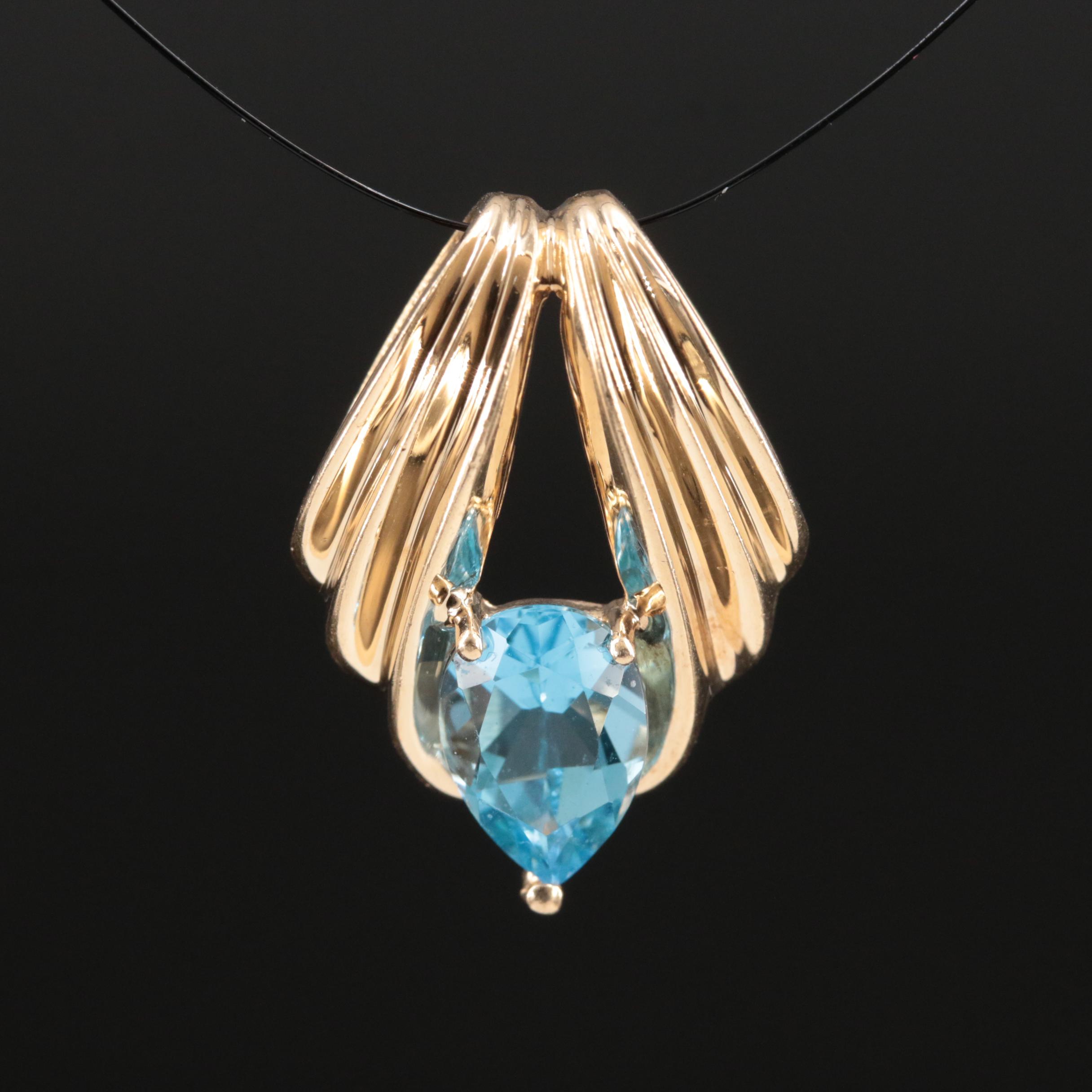 14K Topaz Slide Pendant