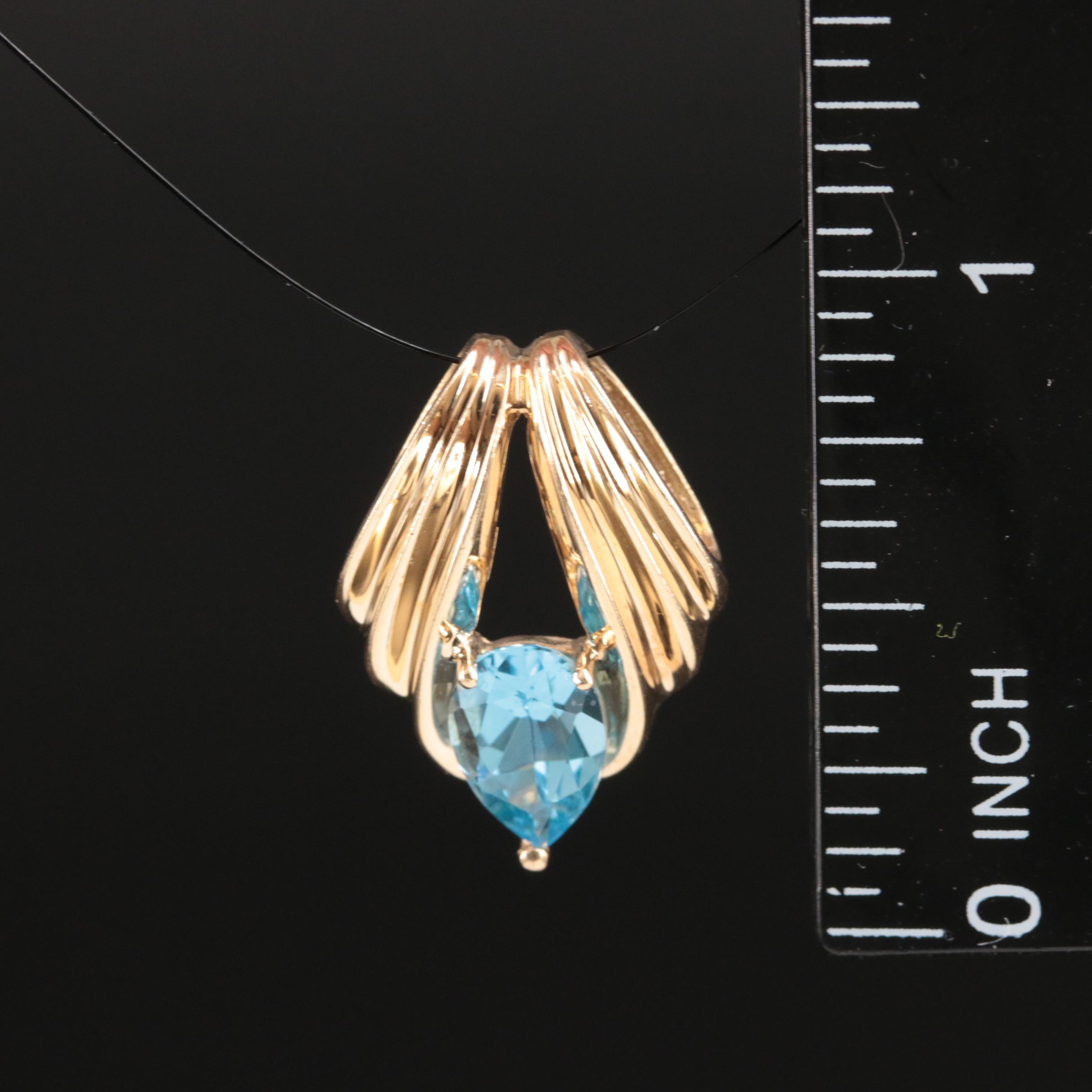 14K Topaz Slide Pendant