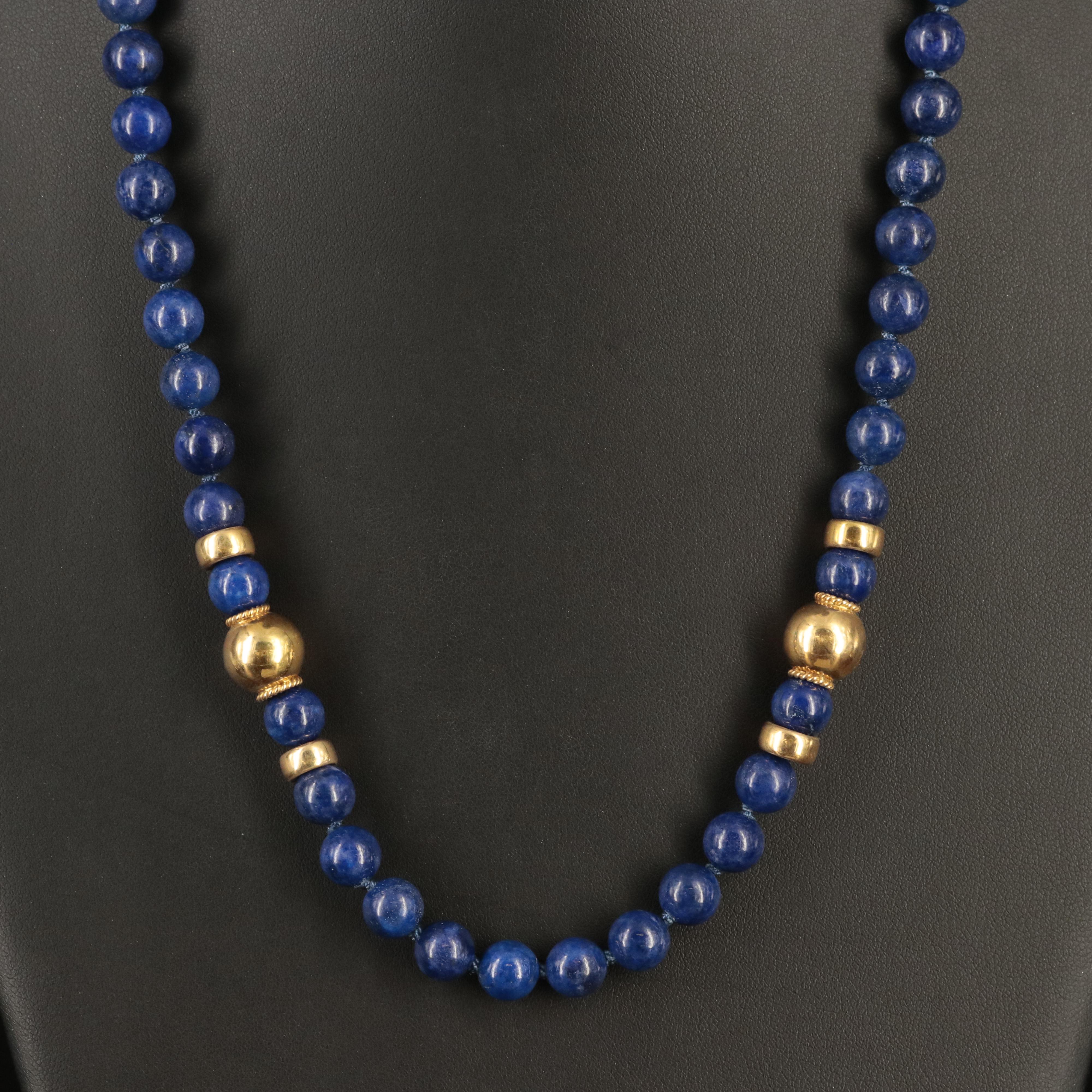 18K Lapis Lazuli Beaded Necklace