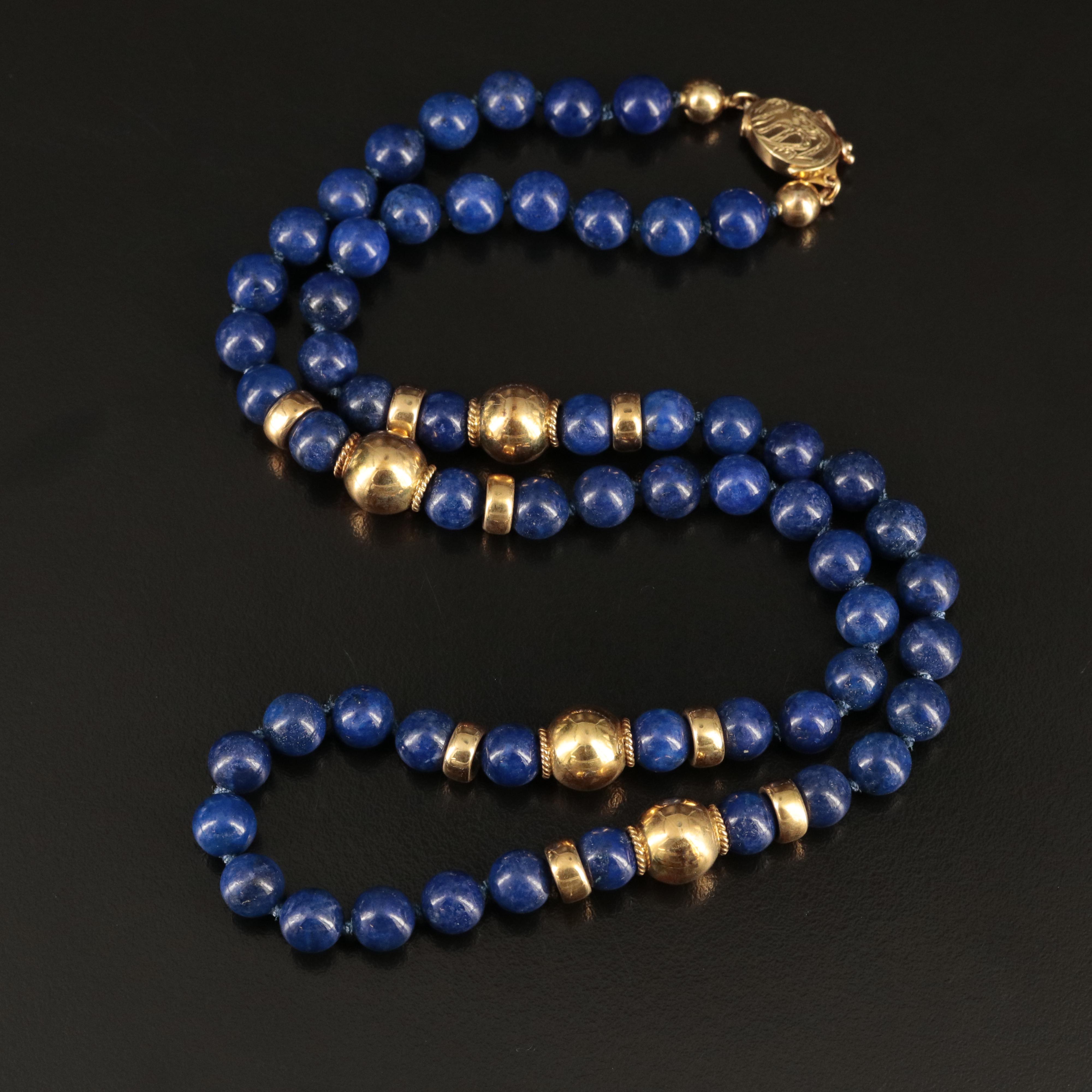 18K Lapis Lazuli Beaded Necklace