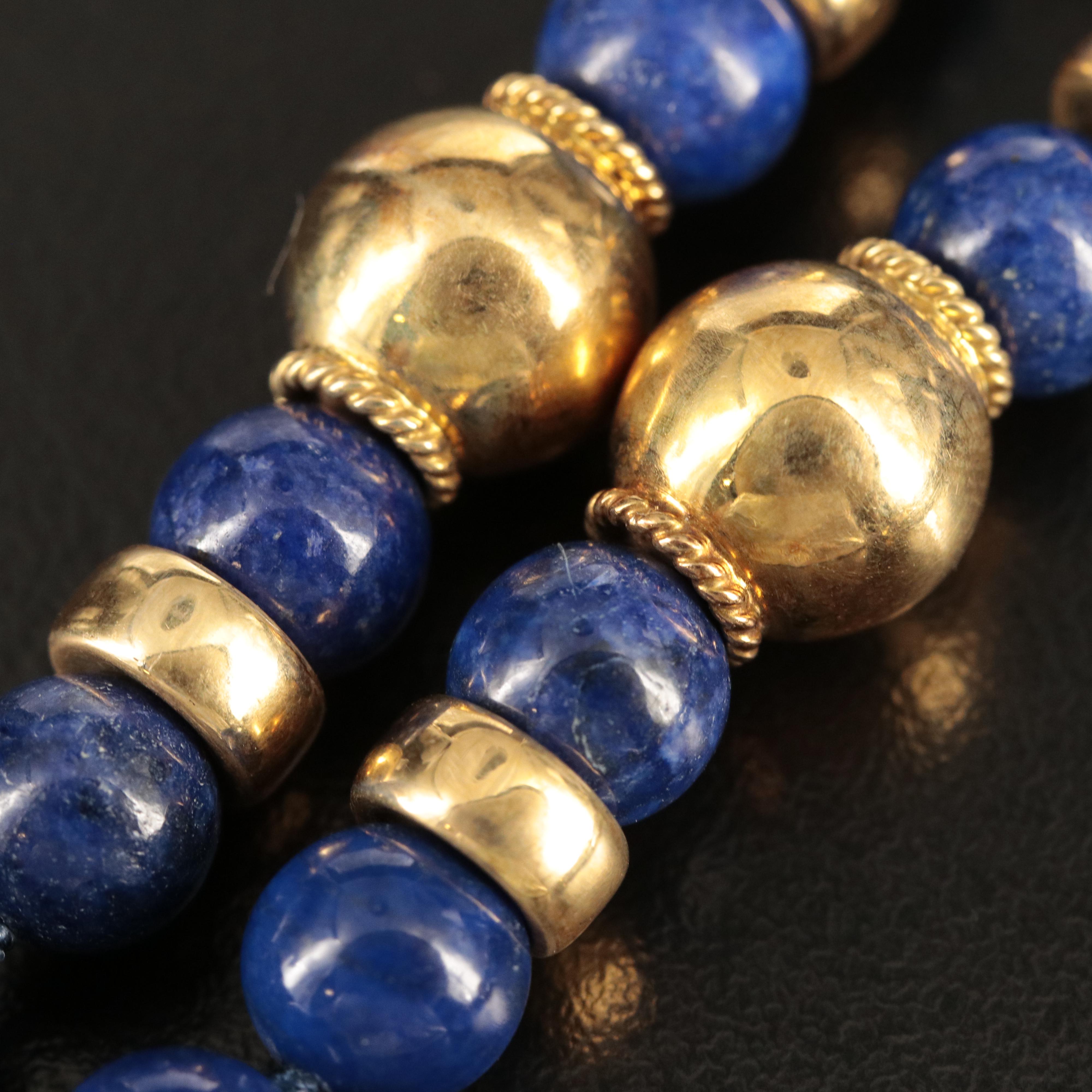 18K Lapis Lazuli Beaded Necklace