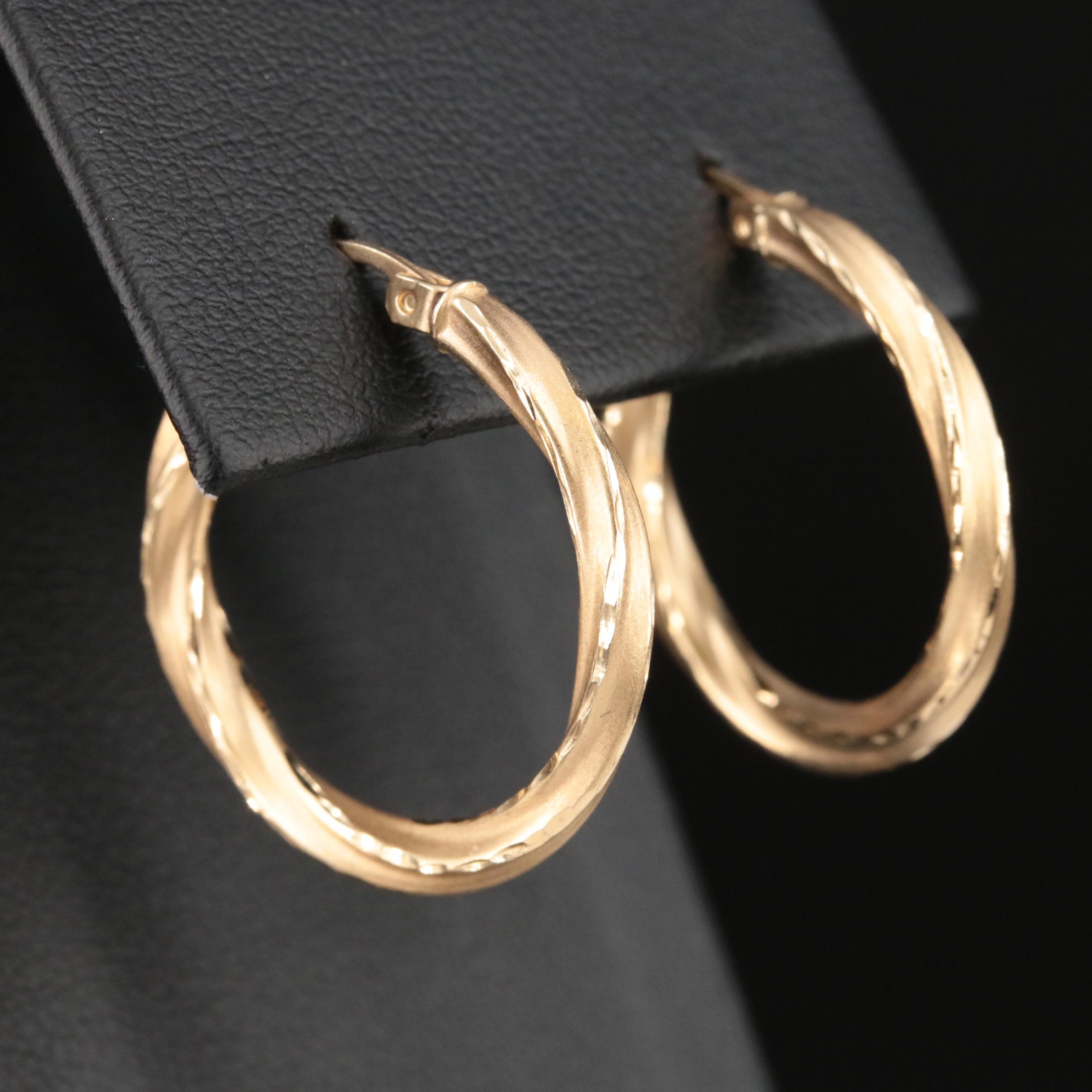 14K Twist Hoop Earrings