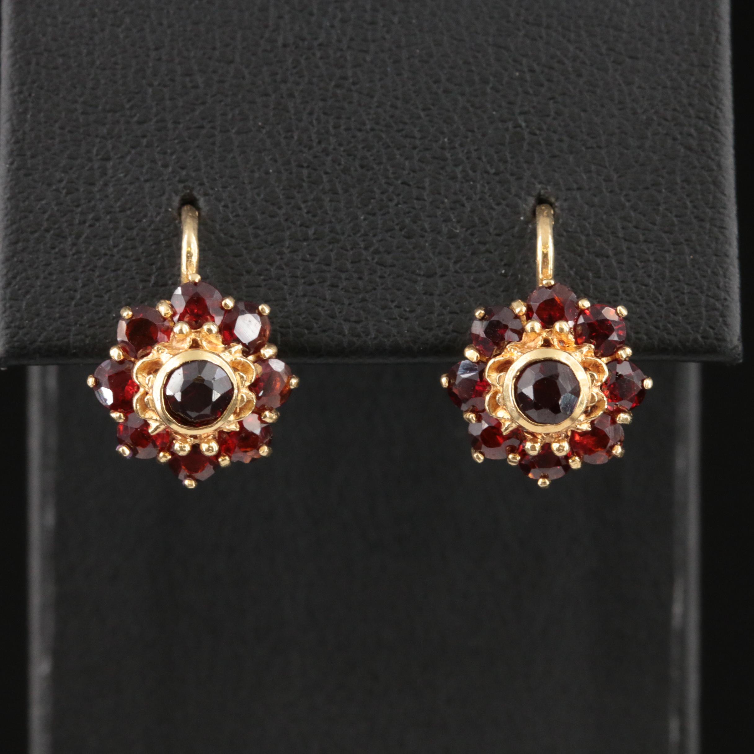 18K Garnet Earrings