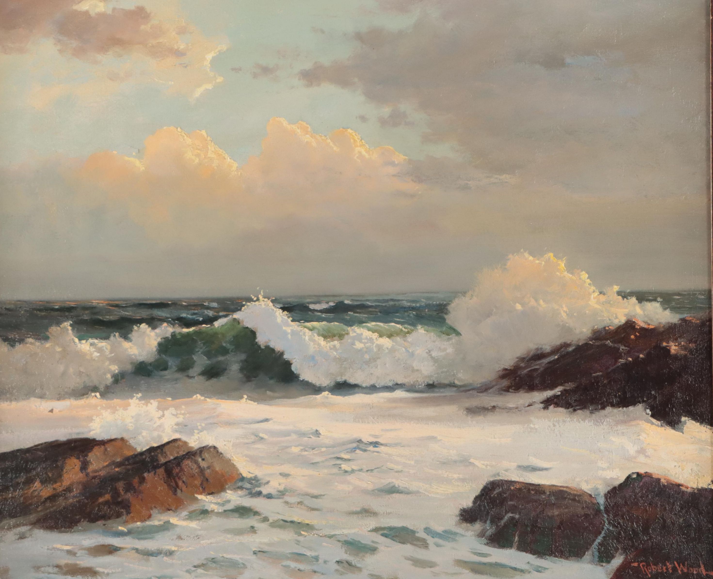 Robert Wood Seascape Oil Painting "Resplendent Sea"