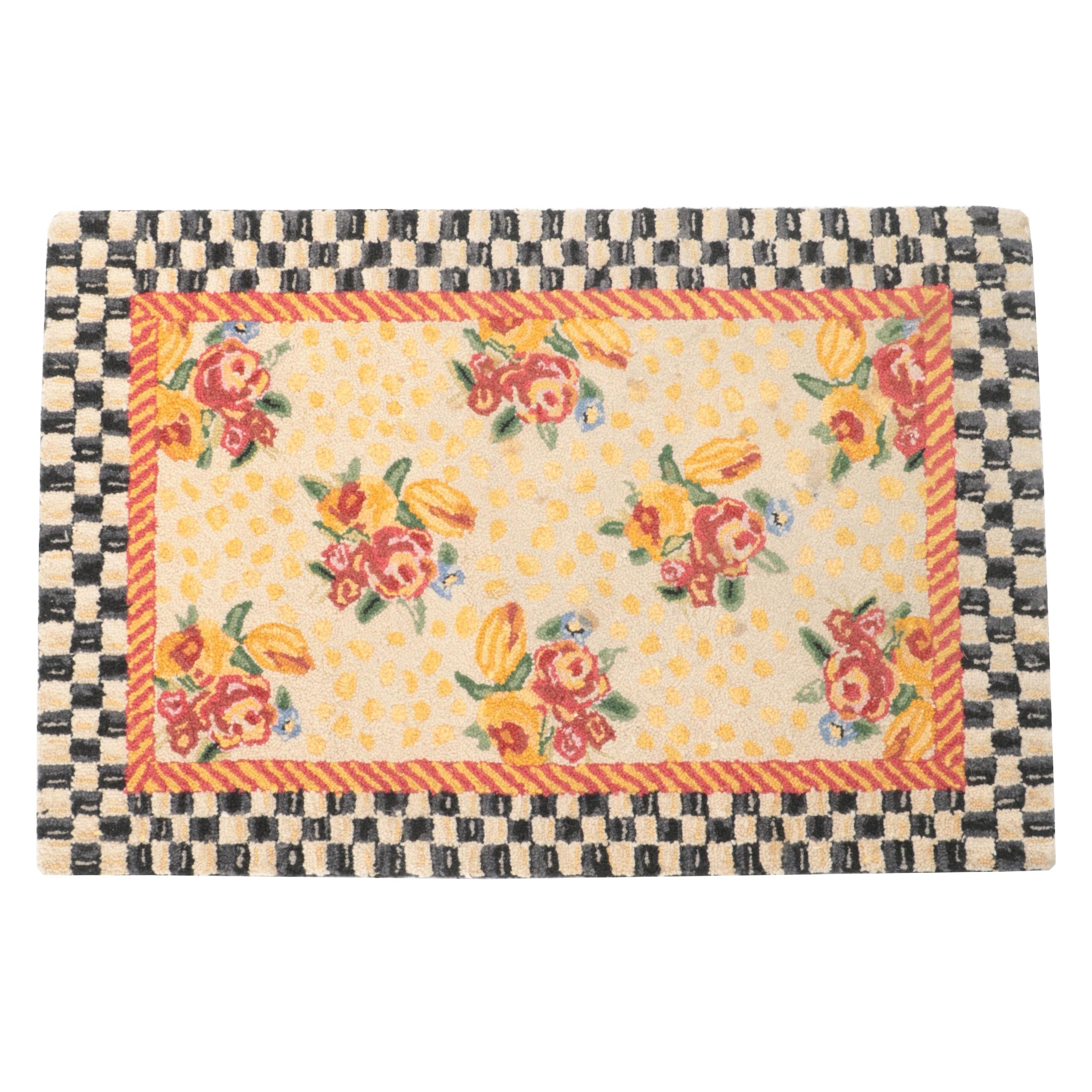 2' x 2'11 MacKenzie-Childs Hand-Hooked Accent Rug