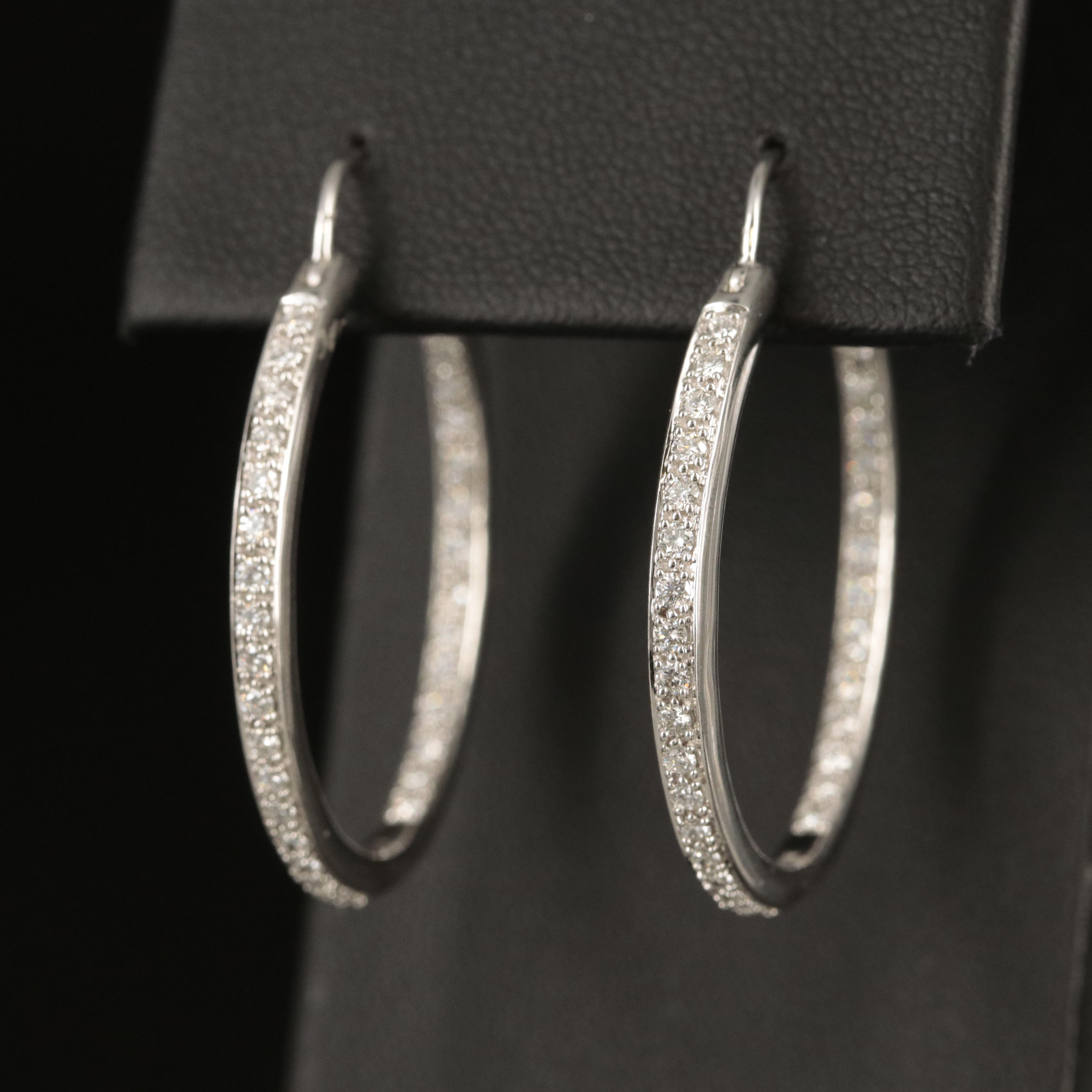 18K 1.00 CTW Diamond Inside-Out Hoop Earrings