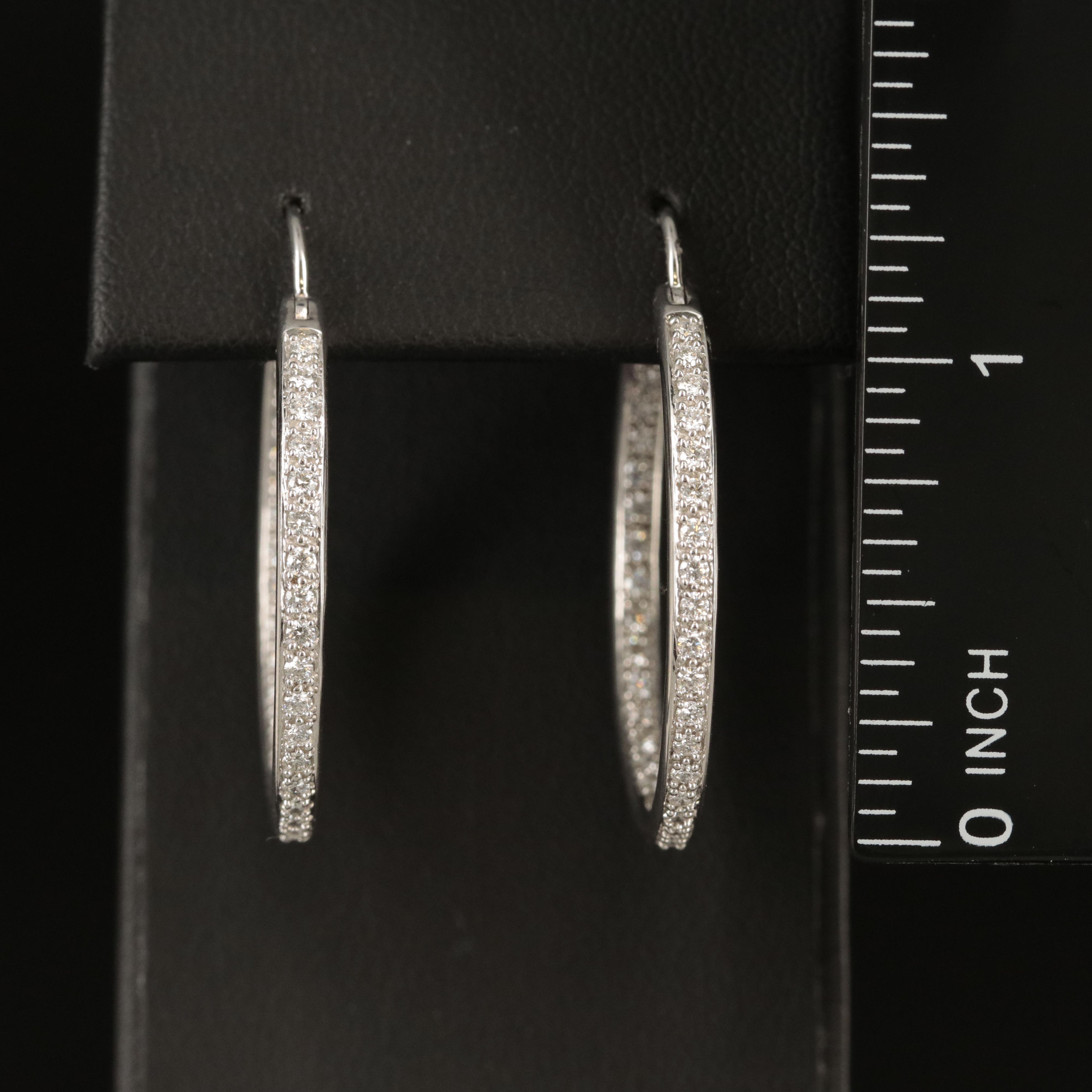 18K 1.00 CTW Diamond Inside-Out Hoop Earrings