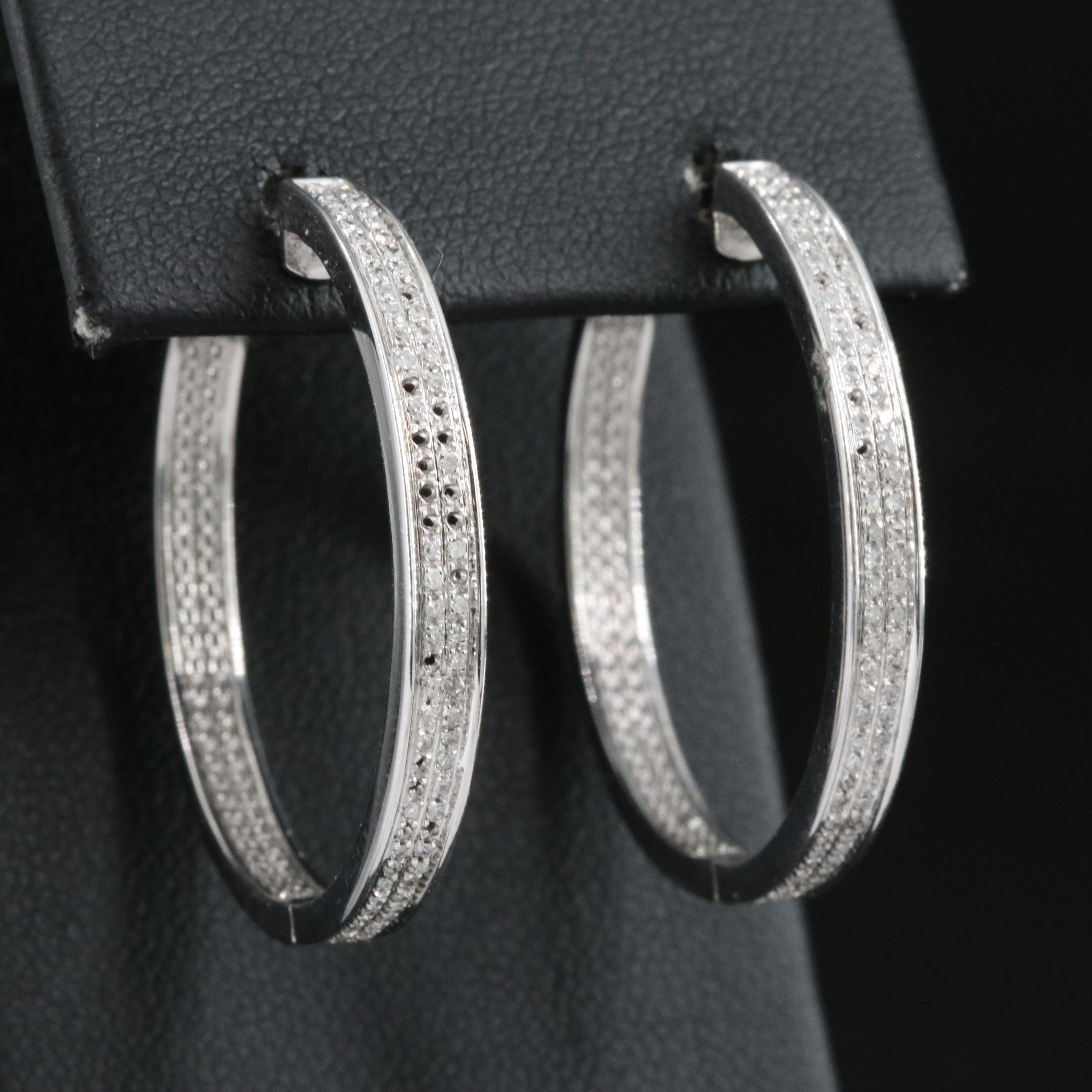 10K Diamond Hoop Earrings