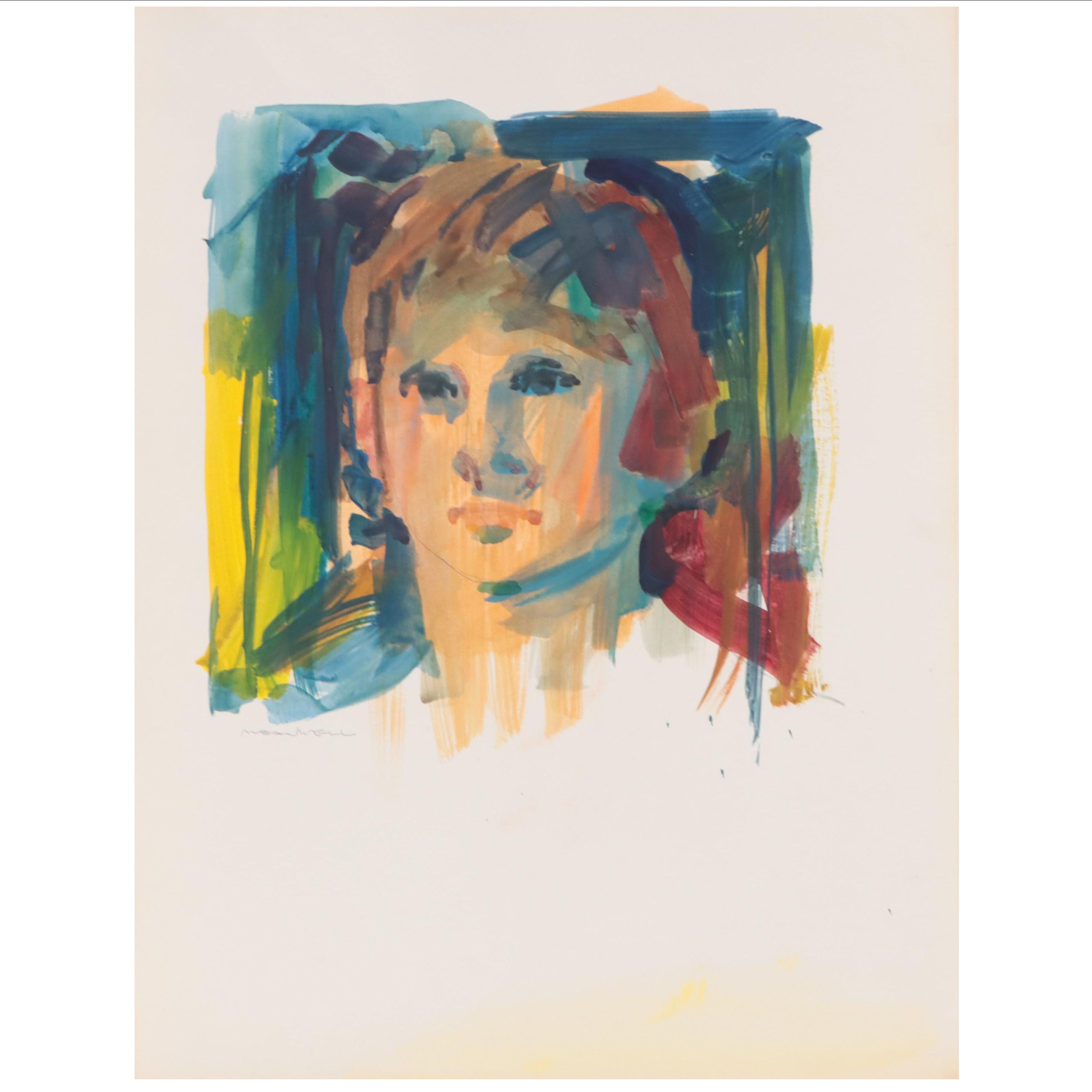 Jack Meanwell Portrait Watercolor Painting, circa 1980