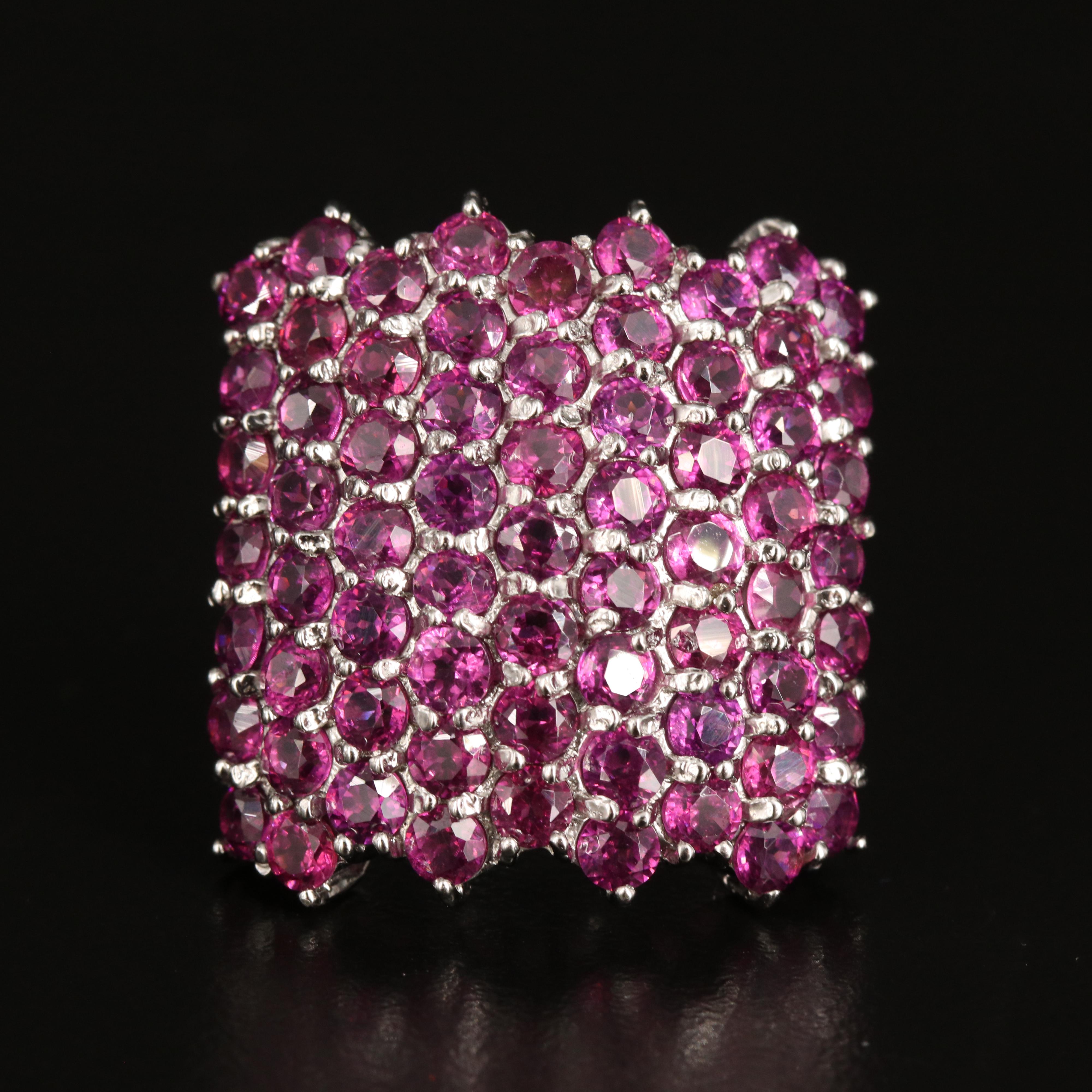 Sterling Pavé Garnet Ring