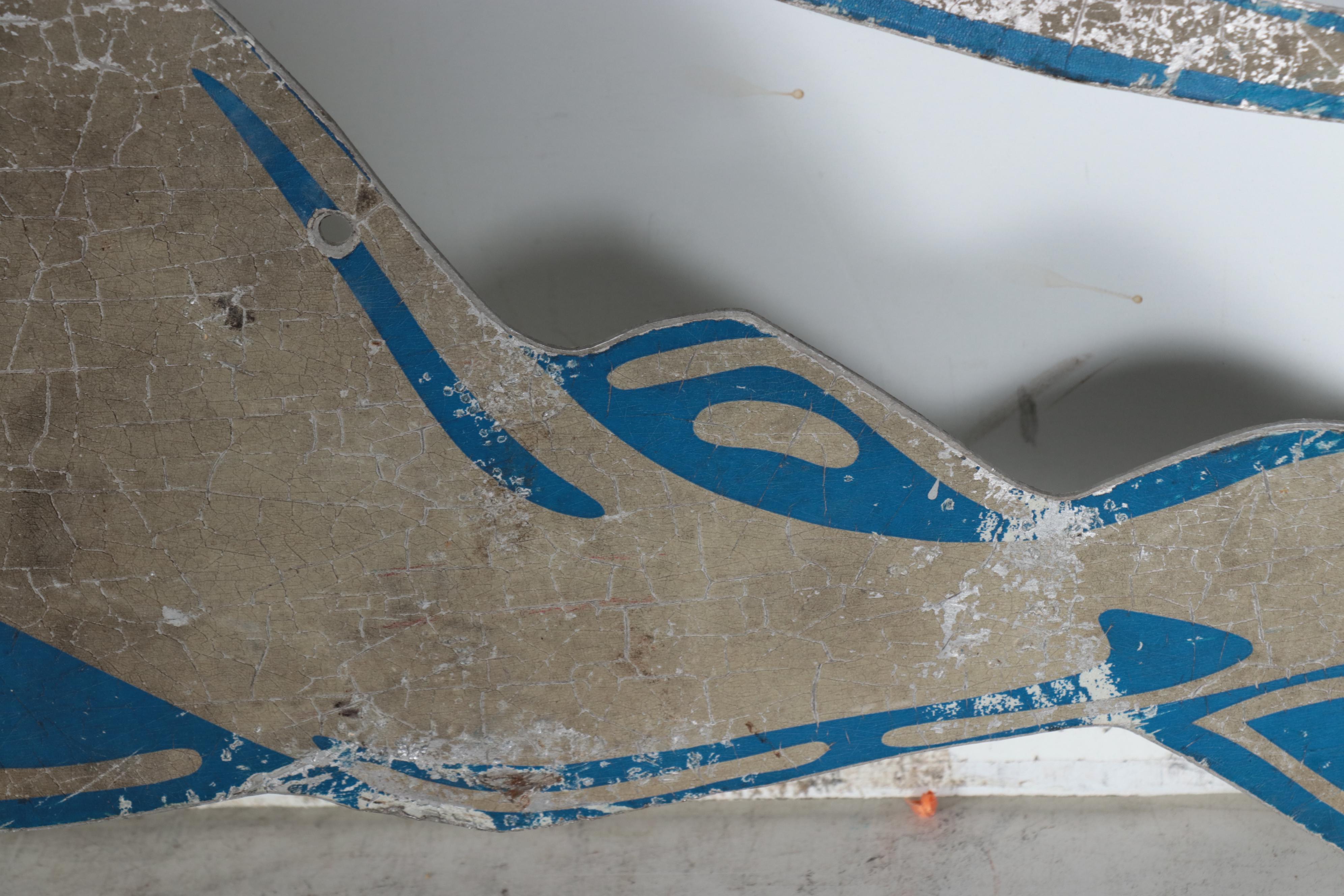 Large-Scale Greyhound Bus Depot Hand-Painted Metal Sign, 1950s