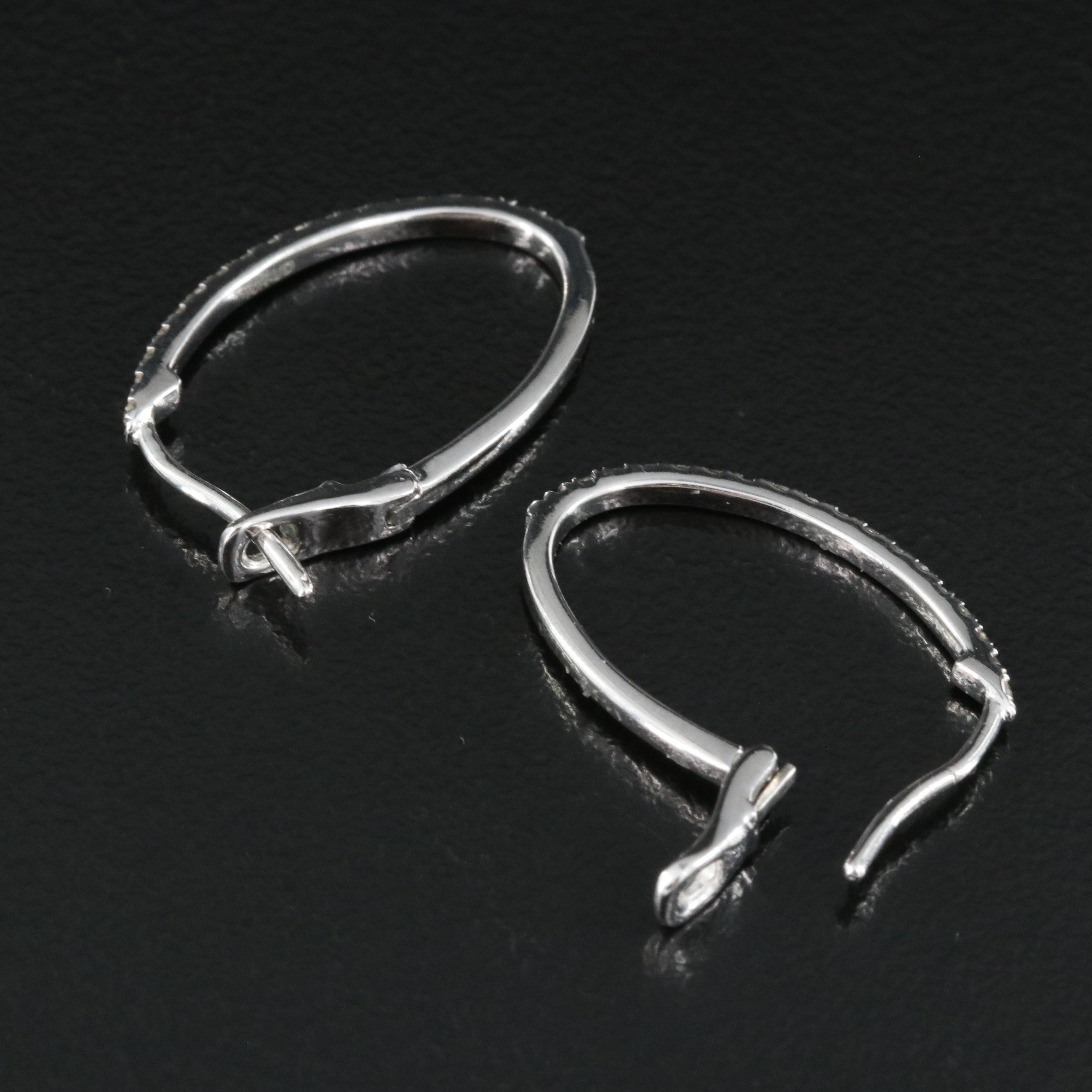 10K 0.30 CTW Diamond Oval Hoop Earrings