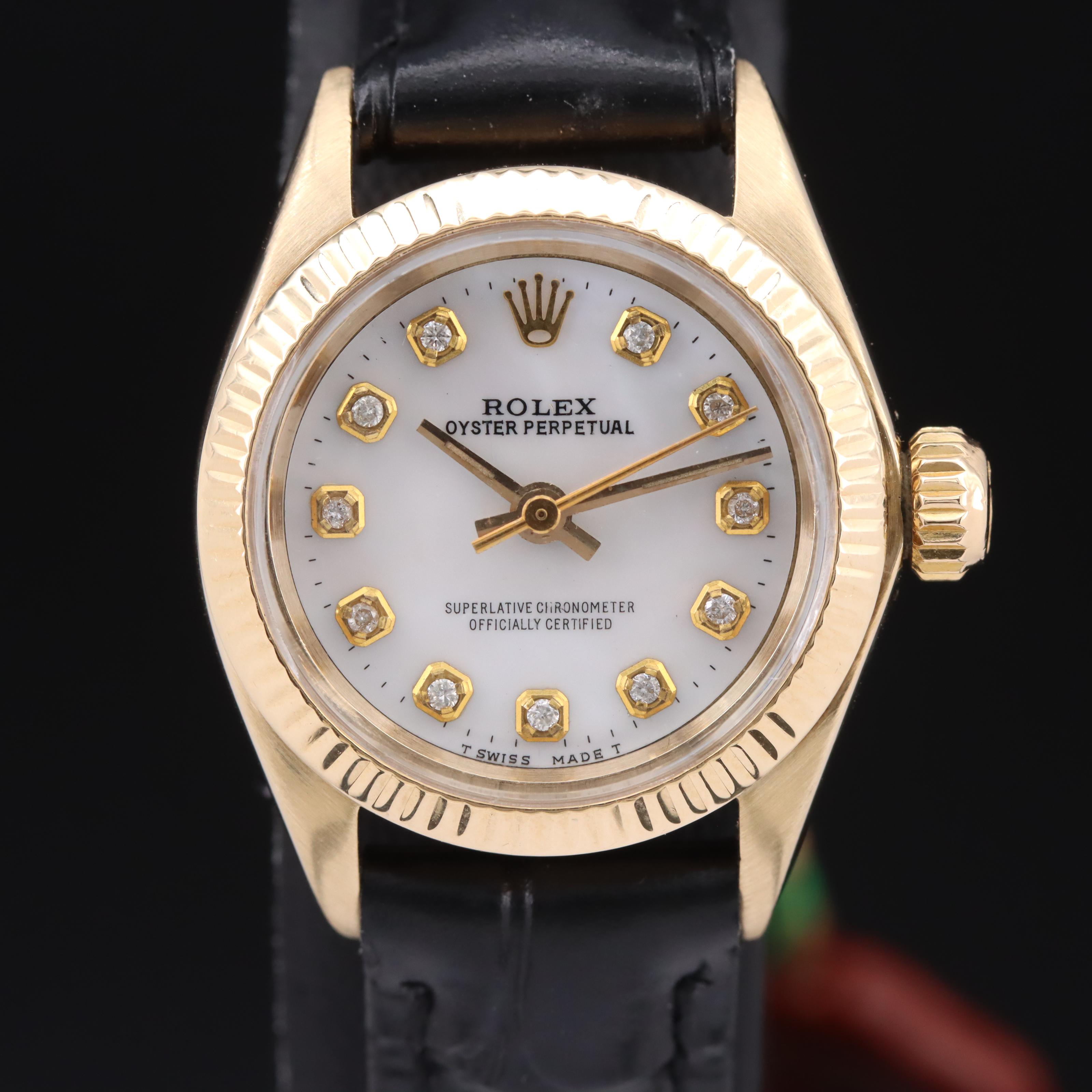 1975 Rolex Oyster Perpetual 14K Diamond Watch